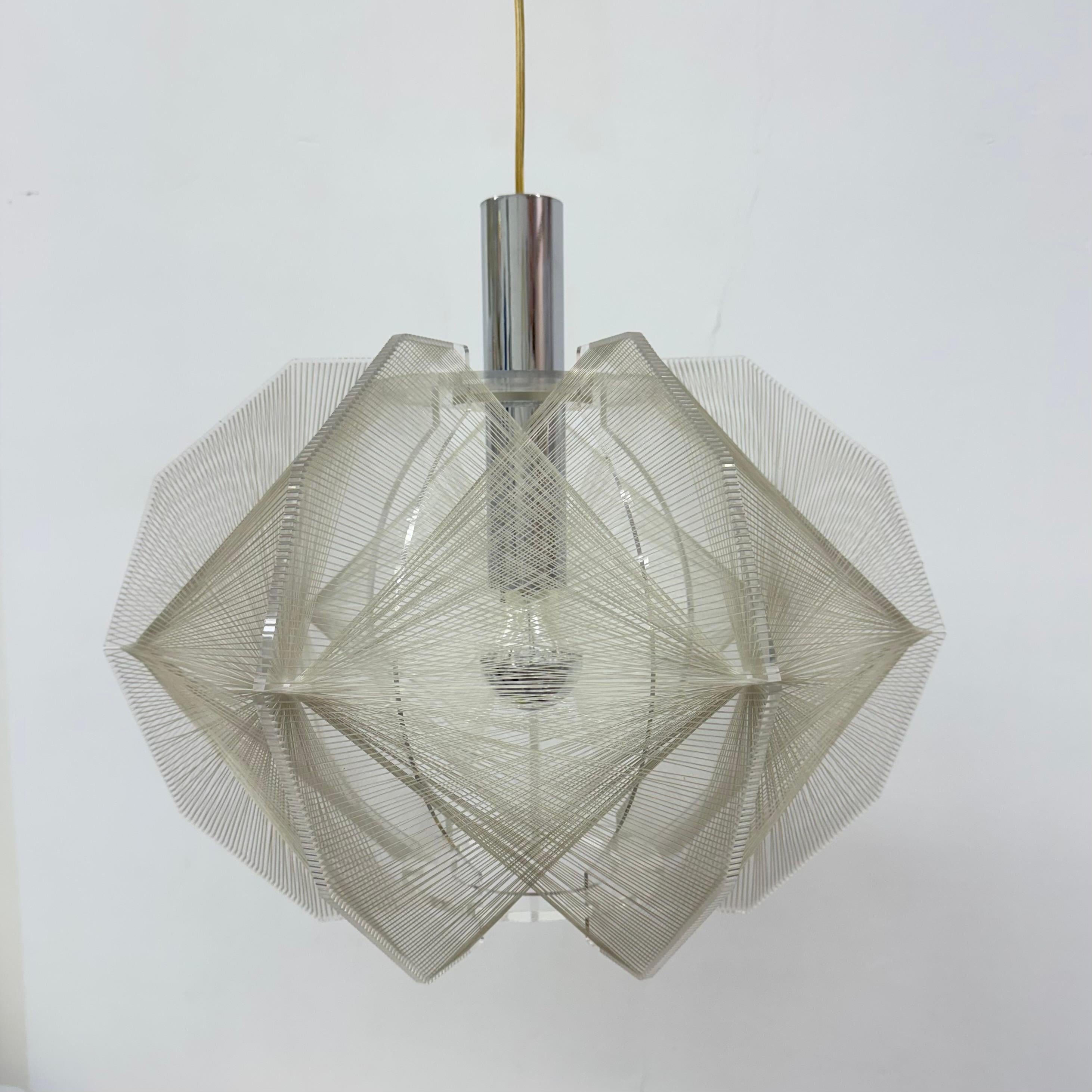 Paul Secon para Sompex Lámpara colgante Clear Wire , años 70 Alemania Plástico en venta