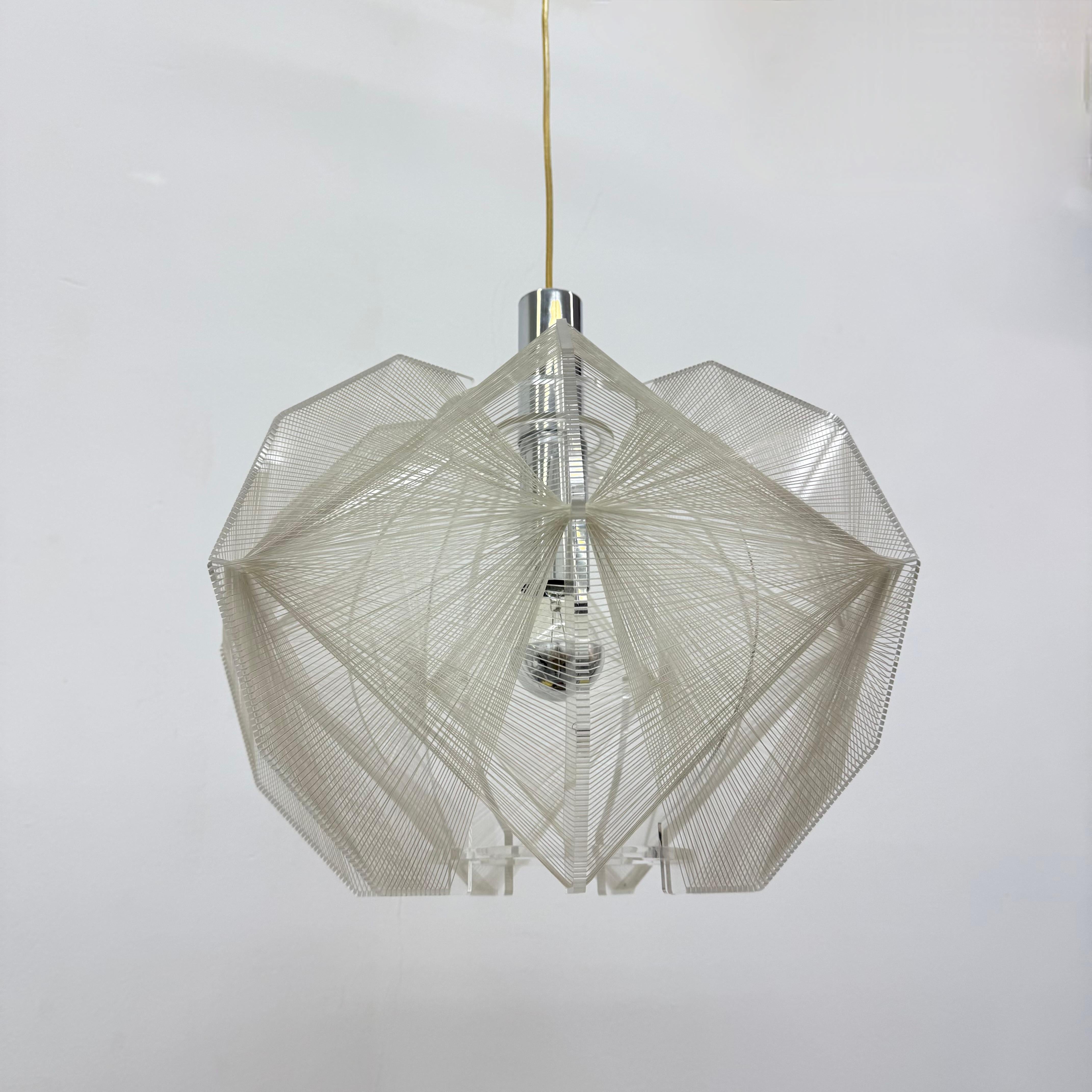 Paul Secon para Sompex Lámpara colgante Clear Wire , años 70 Alemania en venta 1