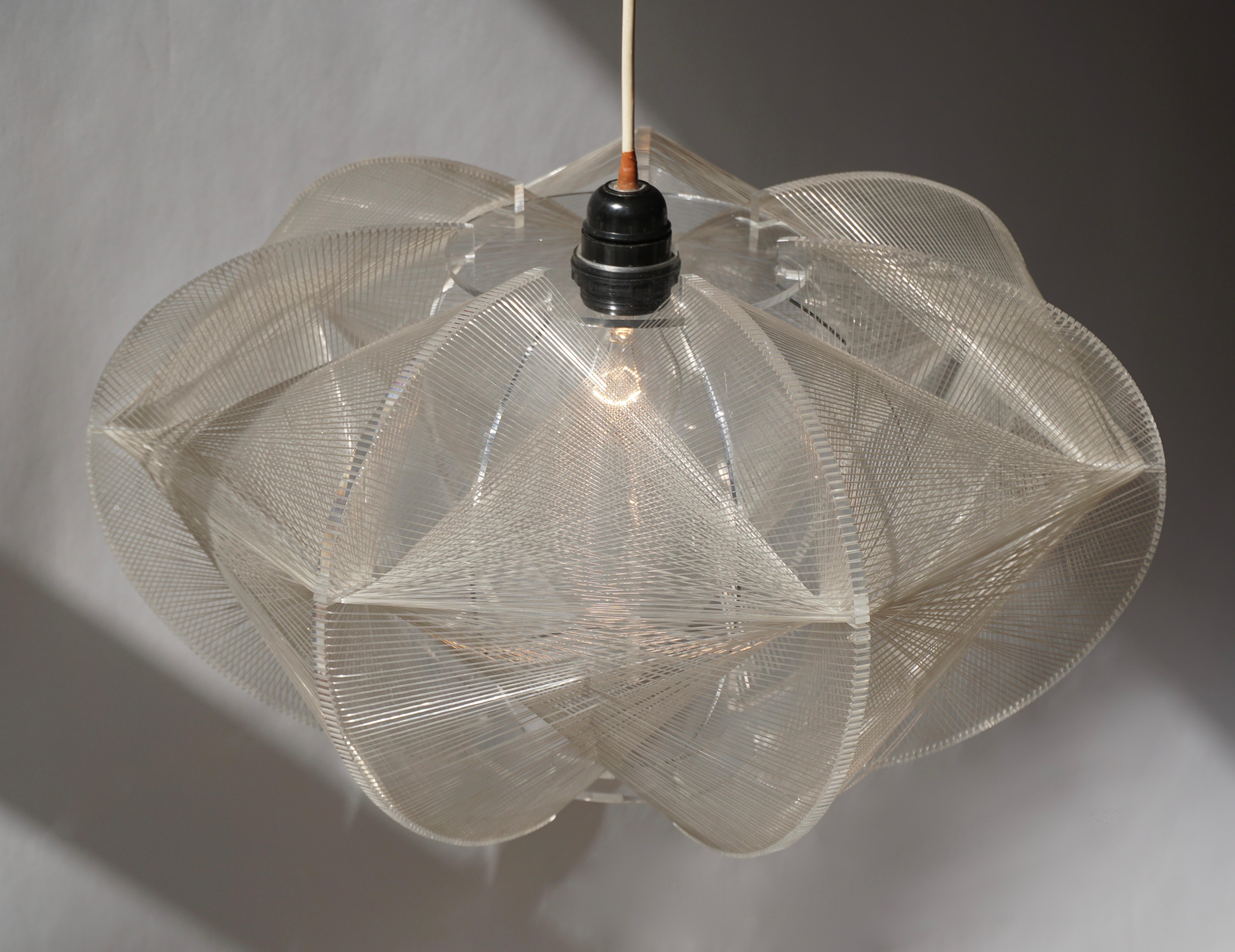 Paul Secon for Sompex-Clear Wire Pendant Lamp, 1970s 4