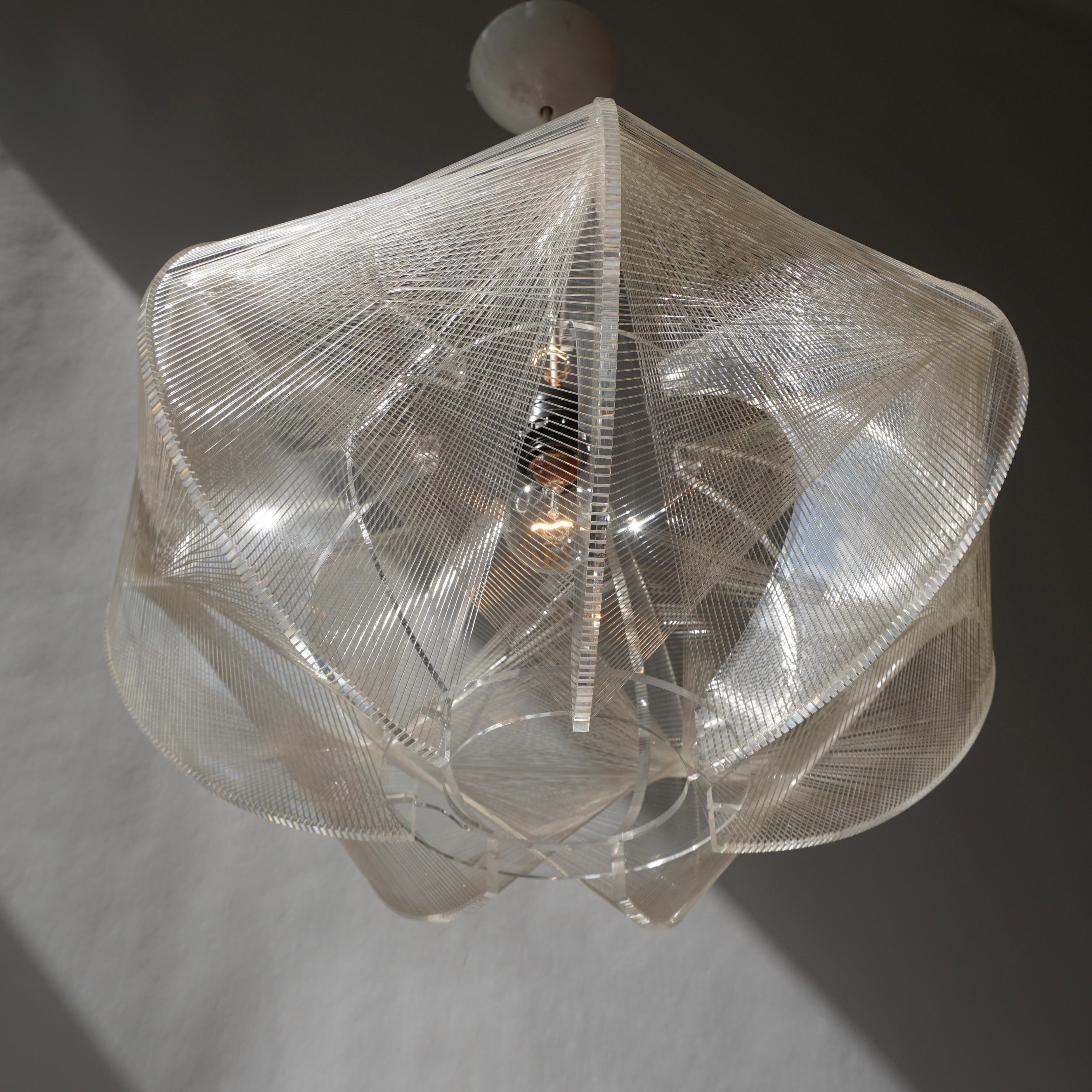 Paul Secon for Sompex-Clear Wire Pendant Lamp, 1970s 5