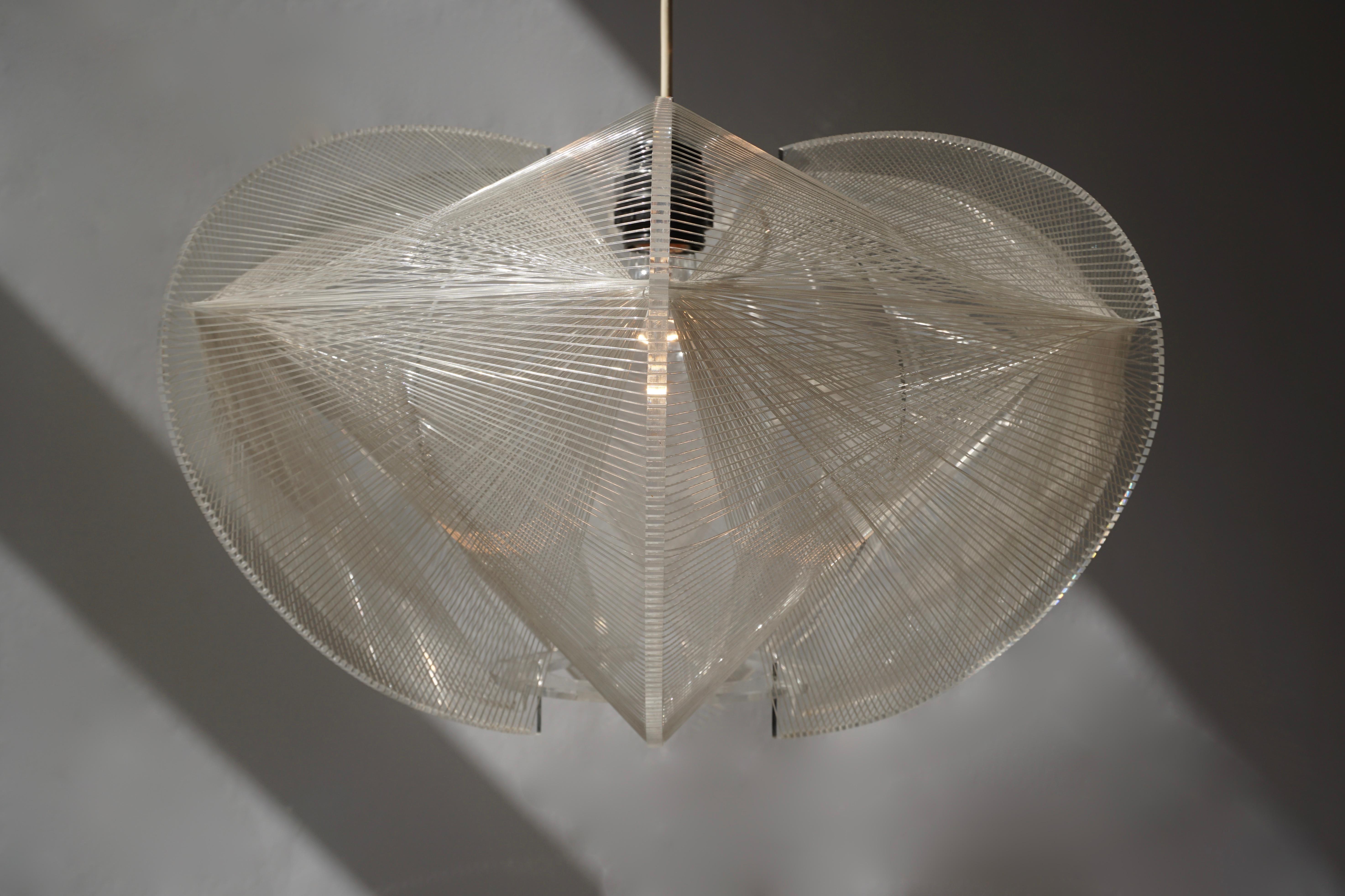 Paul Secon for Sompex-Clear Wire Pendant Lamp, 1970s 6