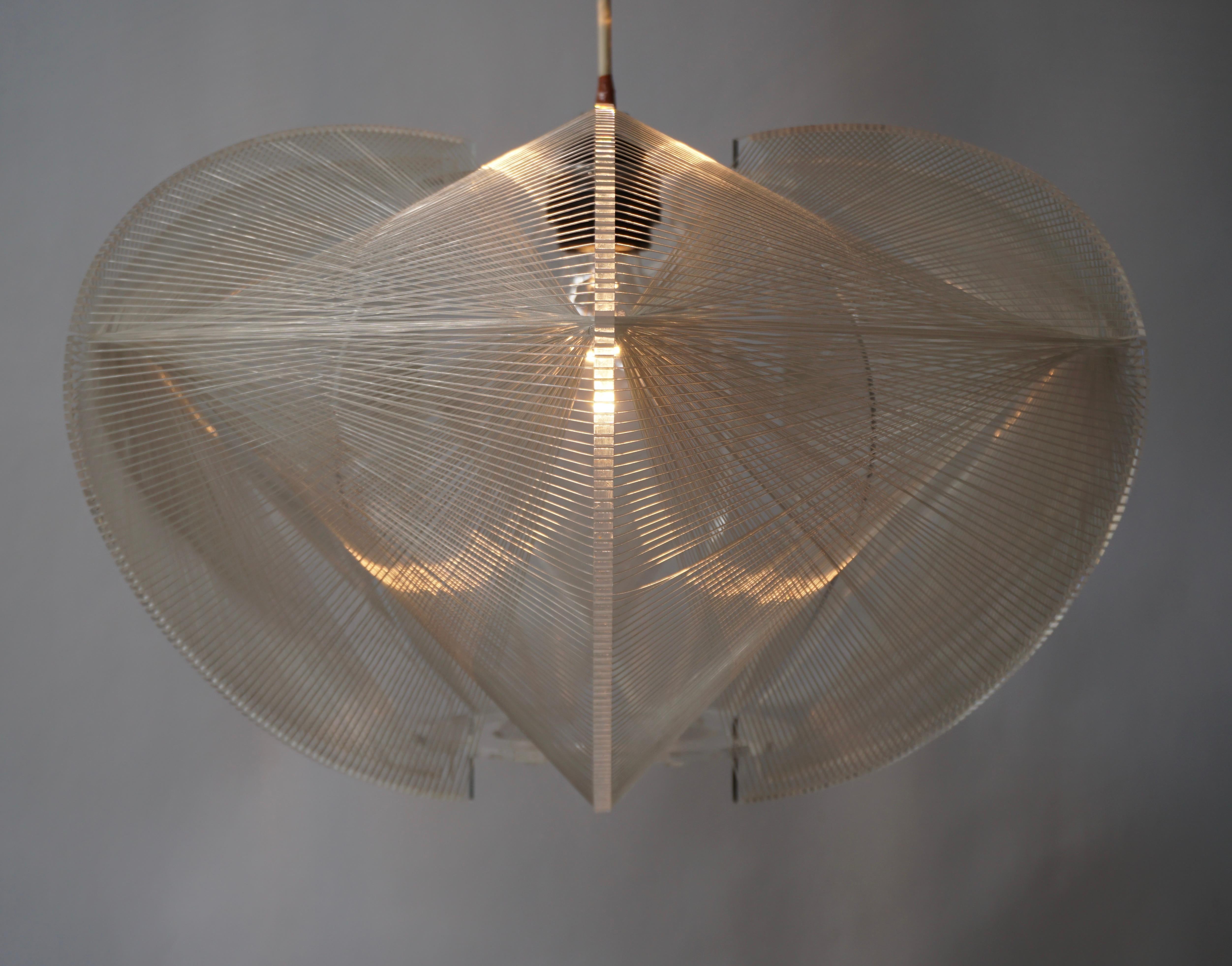 Paul Secon for Sompex-Clear Wire Pendant Lamp, 1970s 7