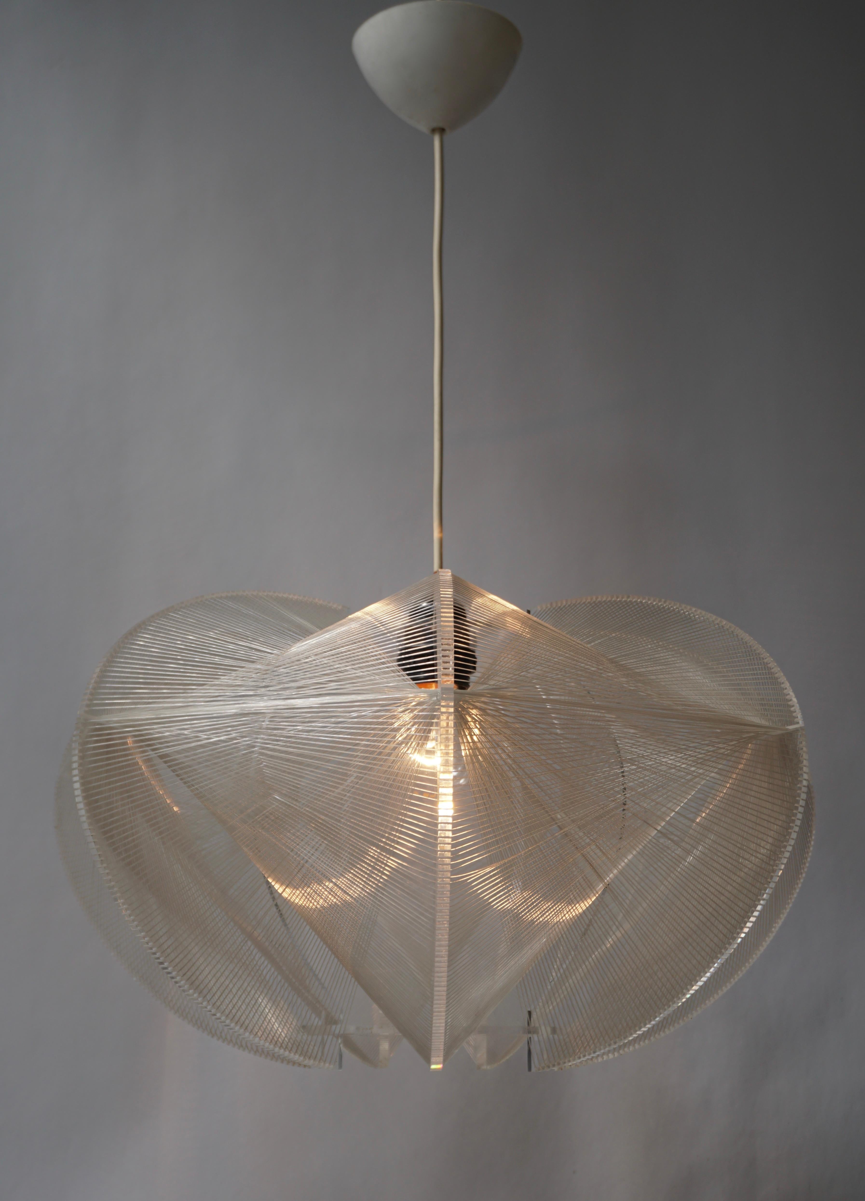 Paul Secon for Sompex-Clear Wire Pendant Lamp, 1970s 8