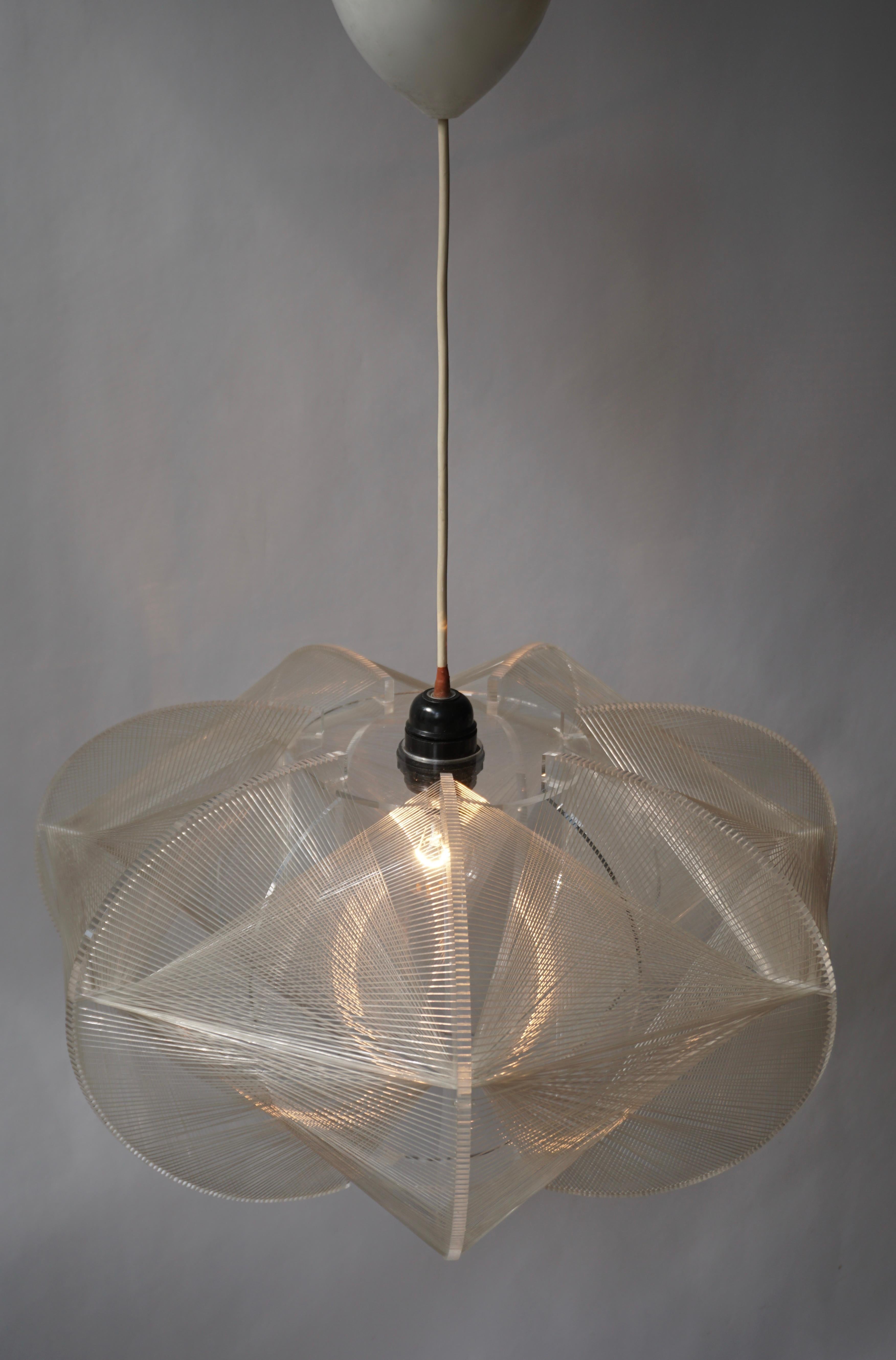 Paul Secon for Sompex-Clear Wire Pendant Lamp, 1970s 9