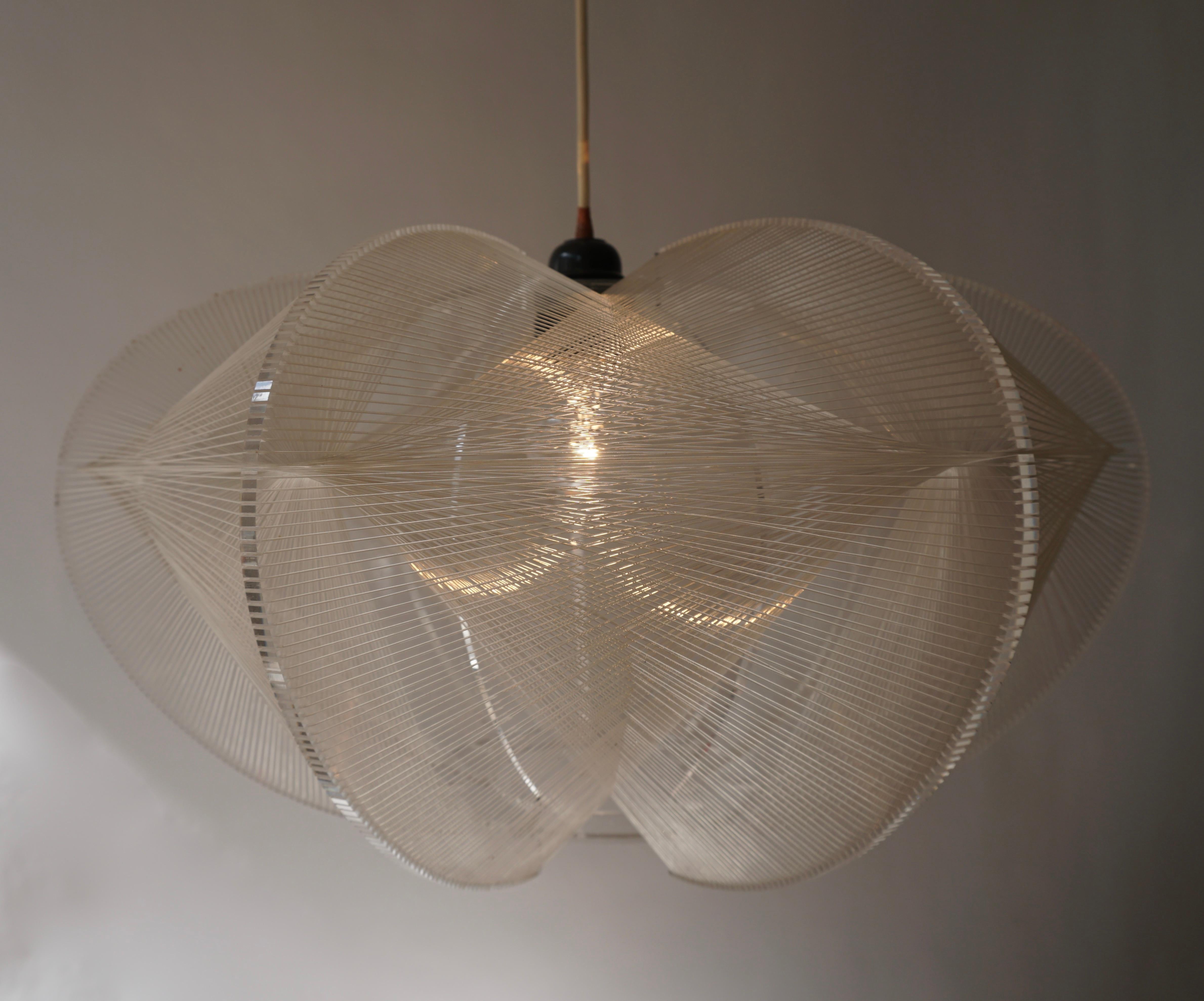 Paul Secon for Sompex-Clear Wire Pendant Lamp, 1970s 10