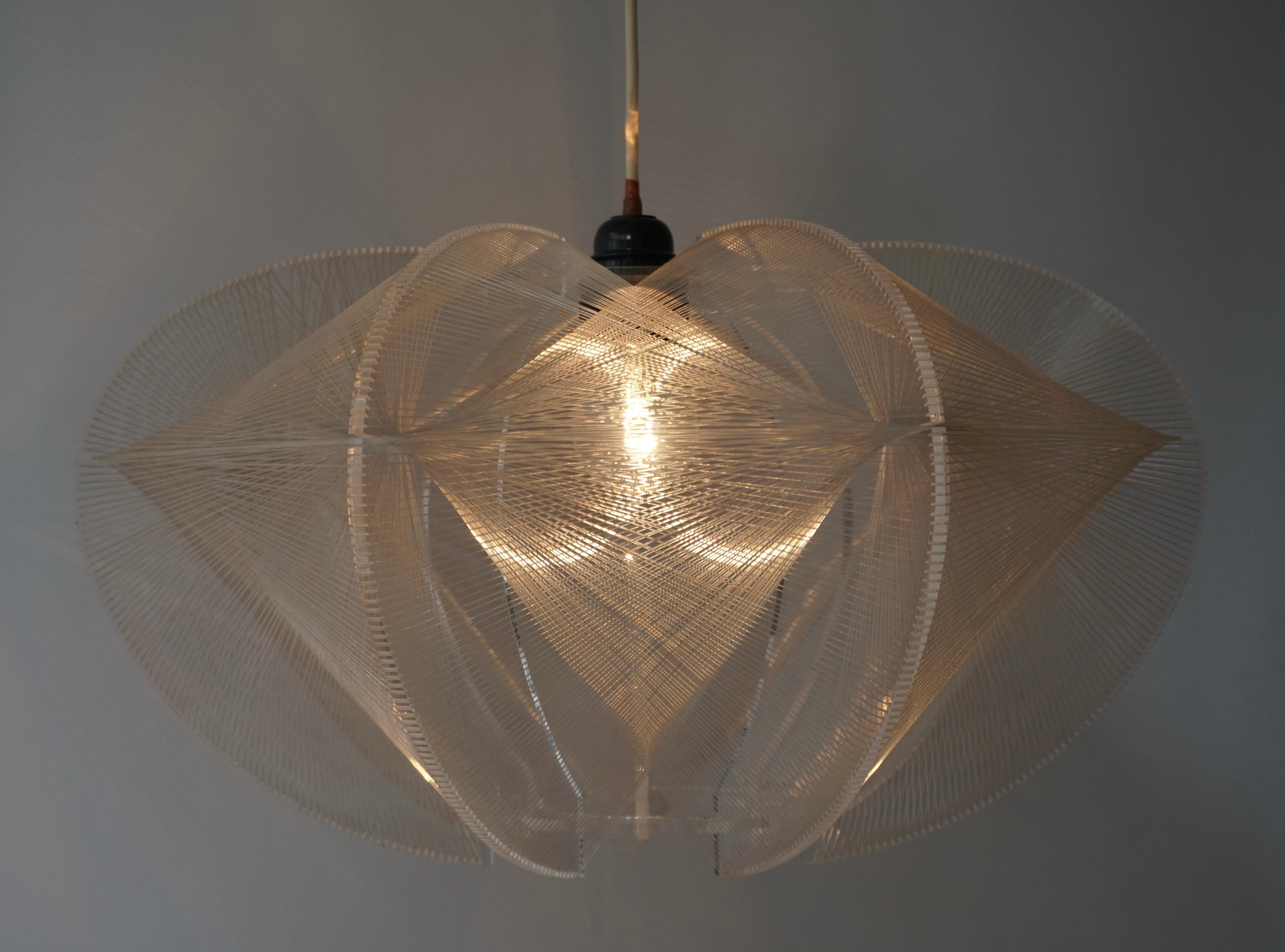 Paul Secon for Sompex-Clear Wire Pendant Lamp, 1970s 11