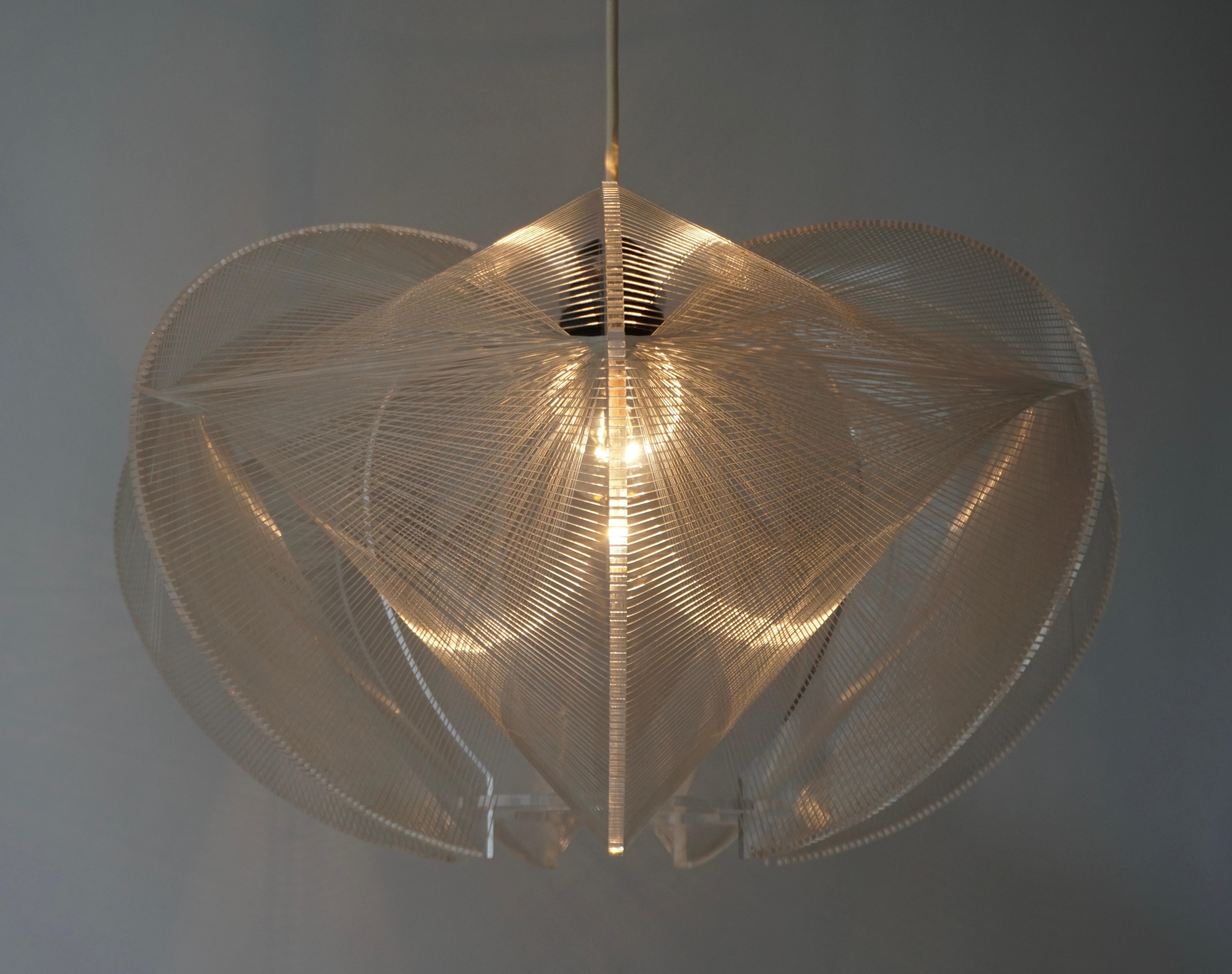 Paul Secon for Sompex-Clear Wire Pendant Lamp, 1970s 12