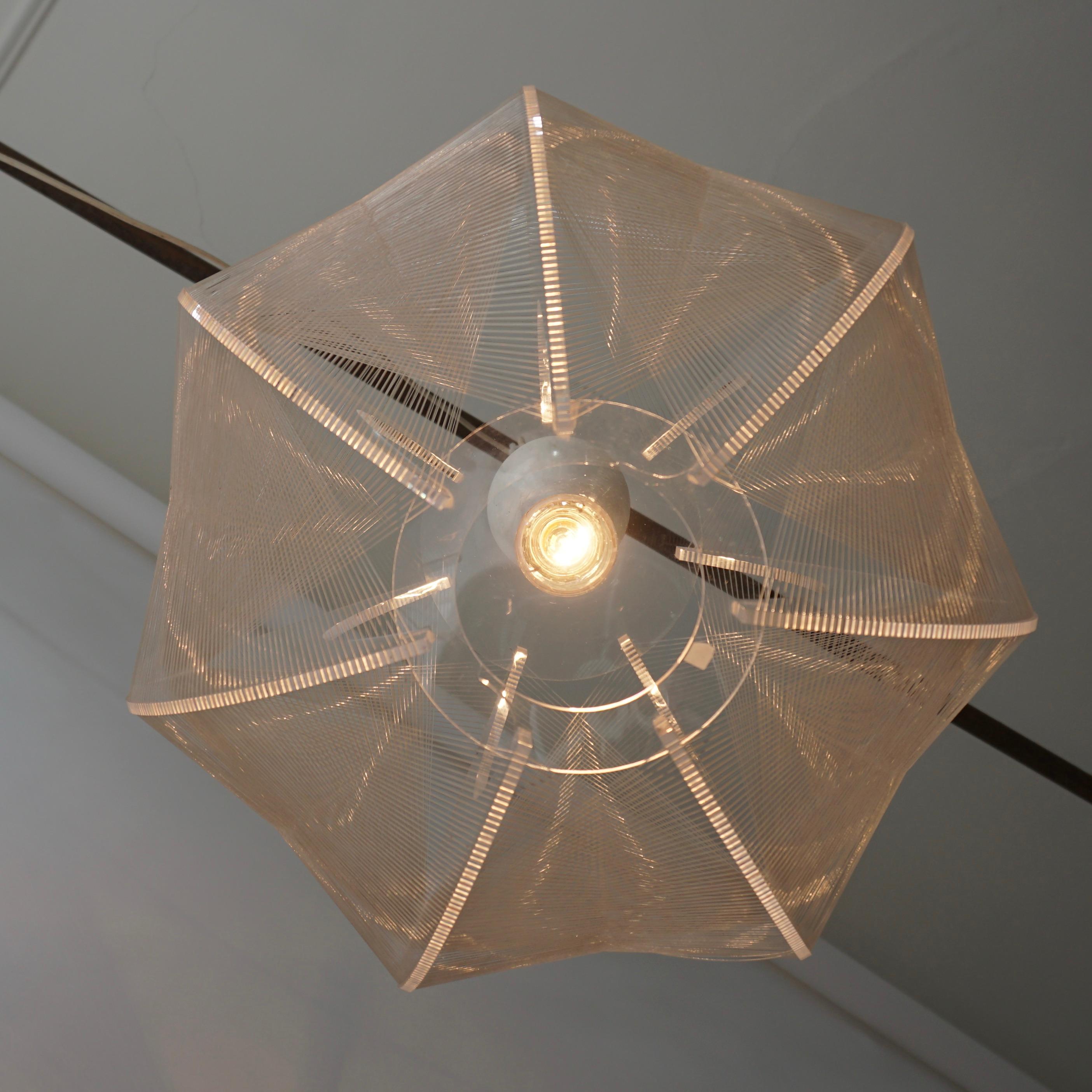 Mid-Century Modern Paul Secon for Sompex-Clear Wire Pendant Lamp, 1970s