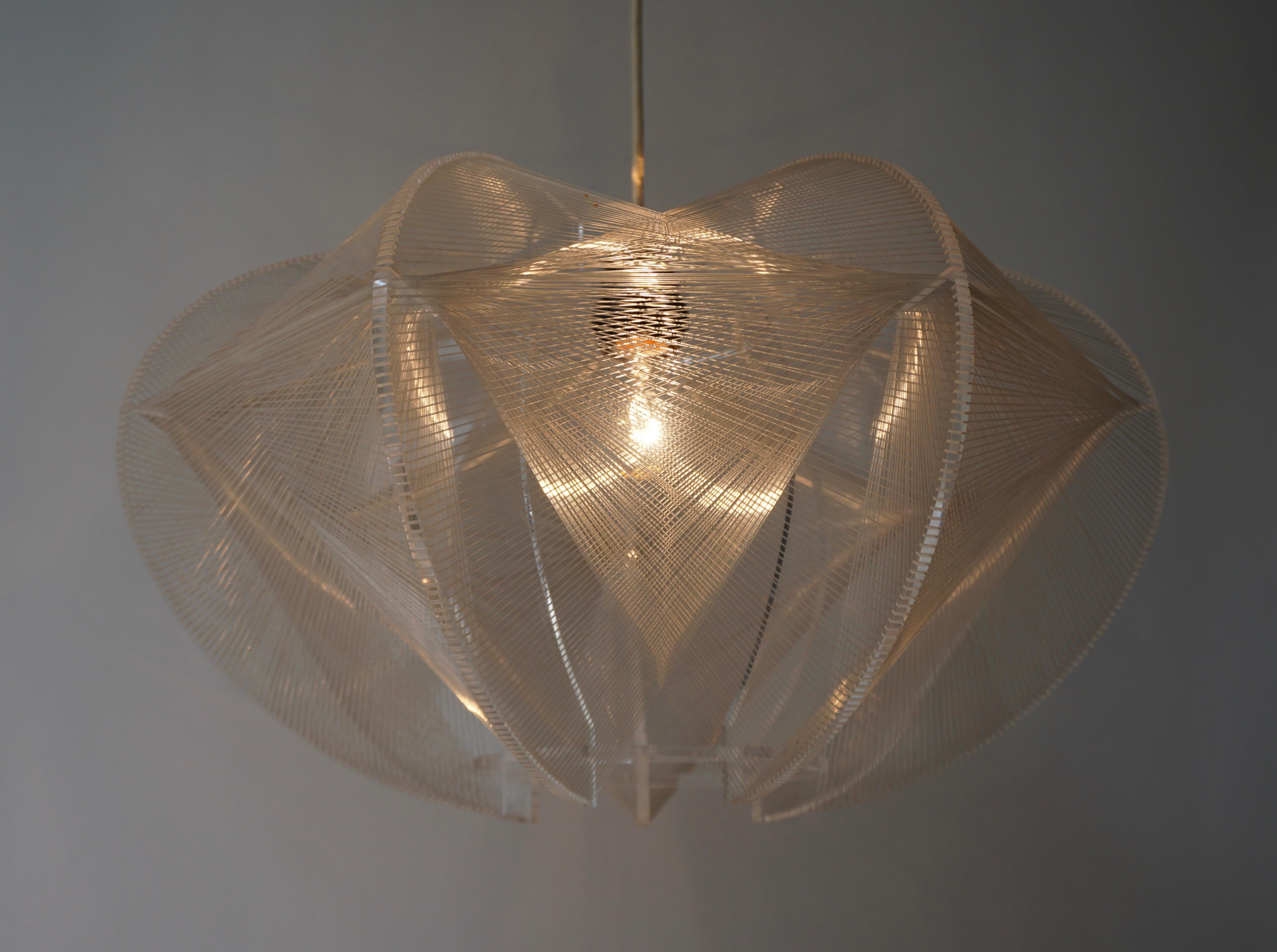 Paul Secon for Sompex-Clear Wire Pendant Lamp, 1970s 13
