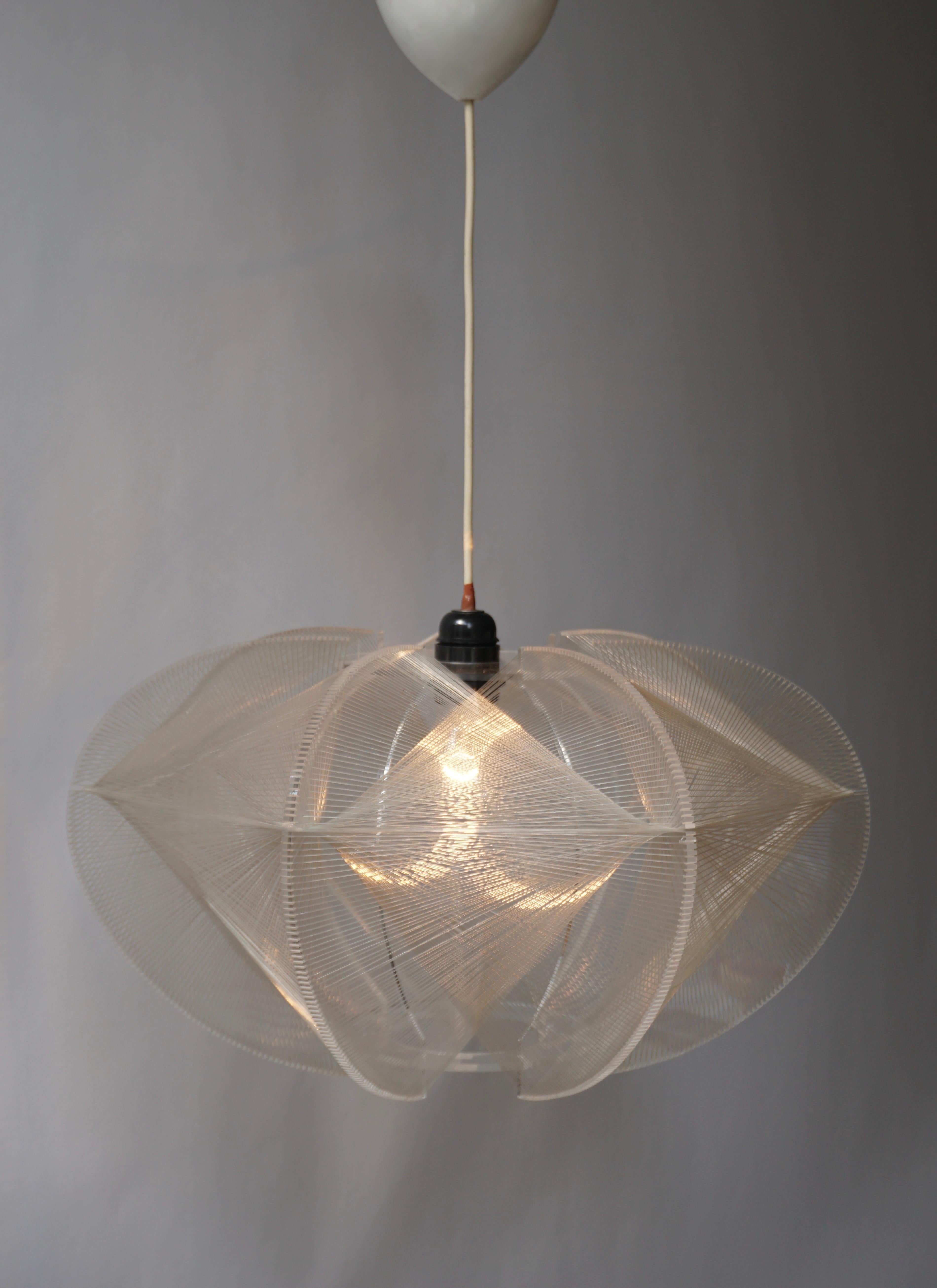 French Paul Secon for Sompex-Clear Wire Pendant Lamp, 1970s