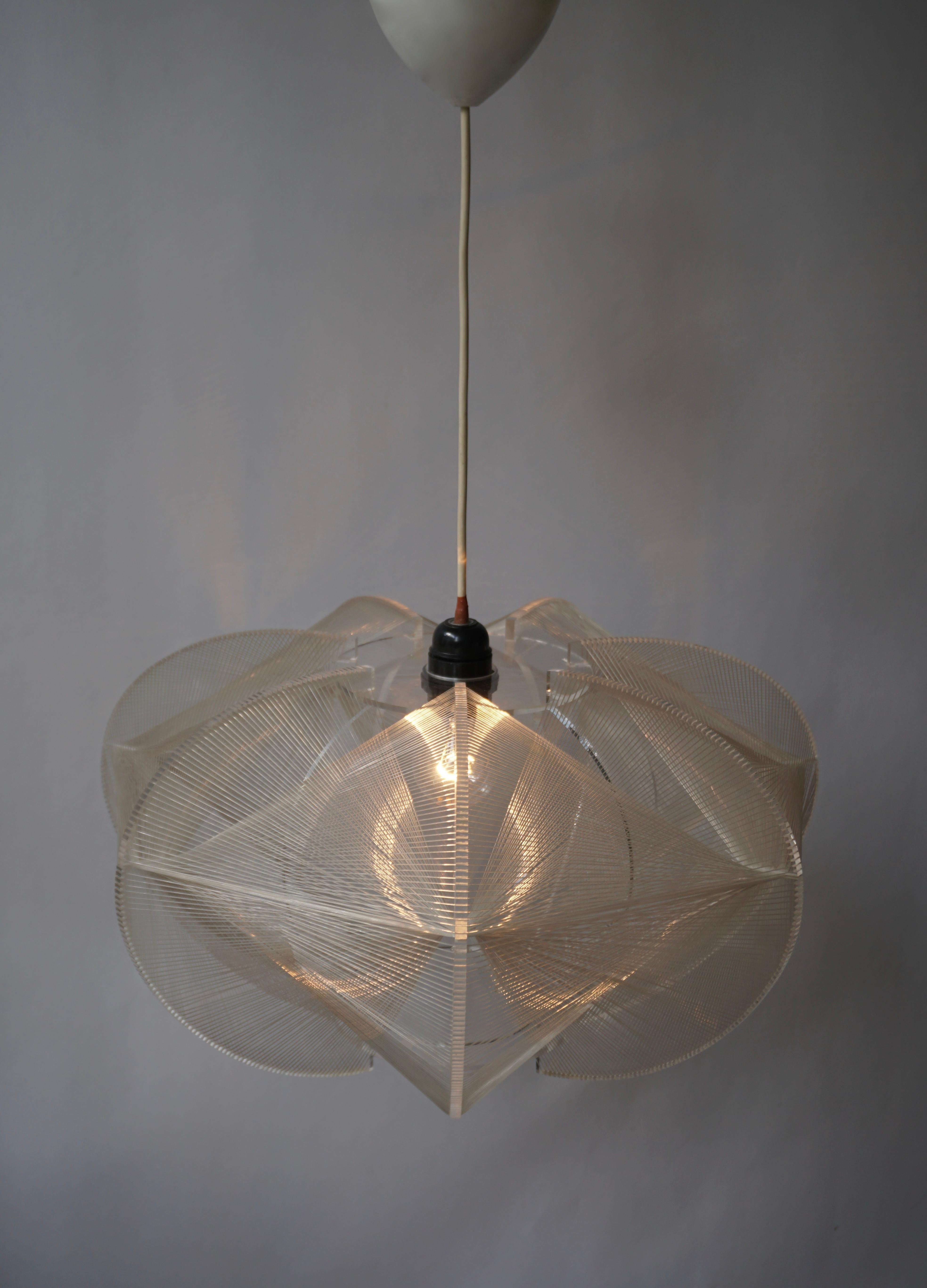 Paul Secon for Sompex-Clear Wire Pendant Lamp, 1970s In Good Condition In Antwerp, BE
