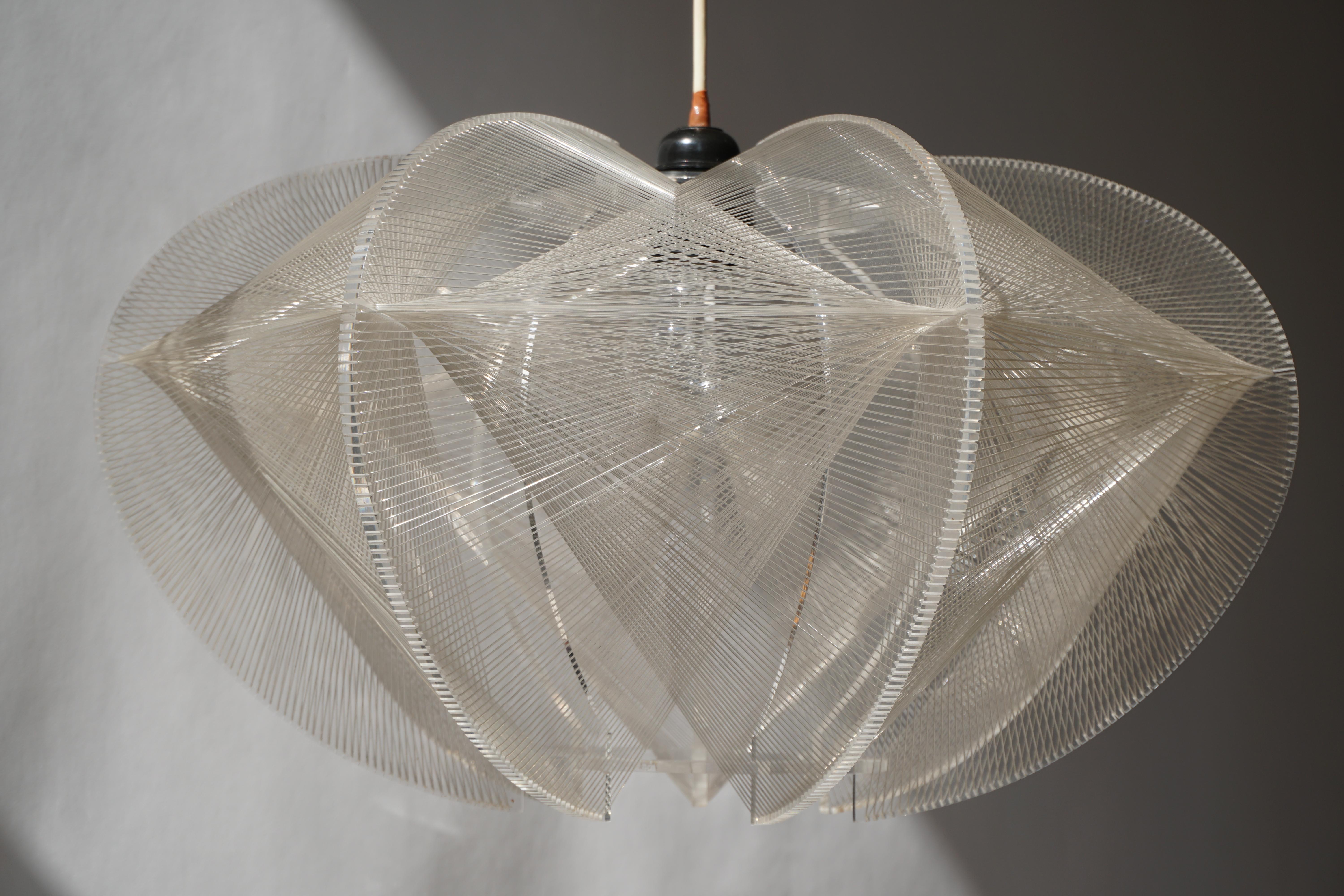 Acrylic Paul Secon for Sompex-Clear Wire Pendant Lamp, 1970s