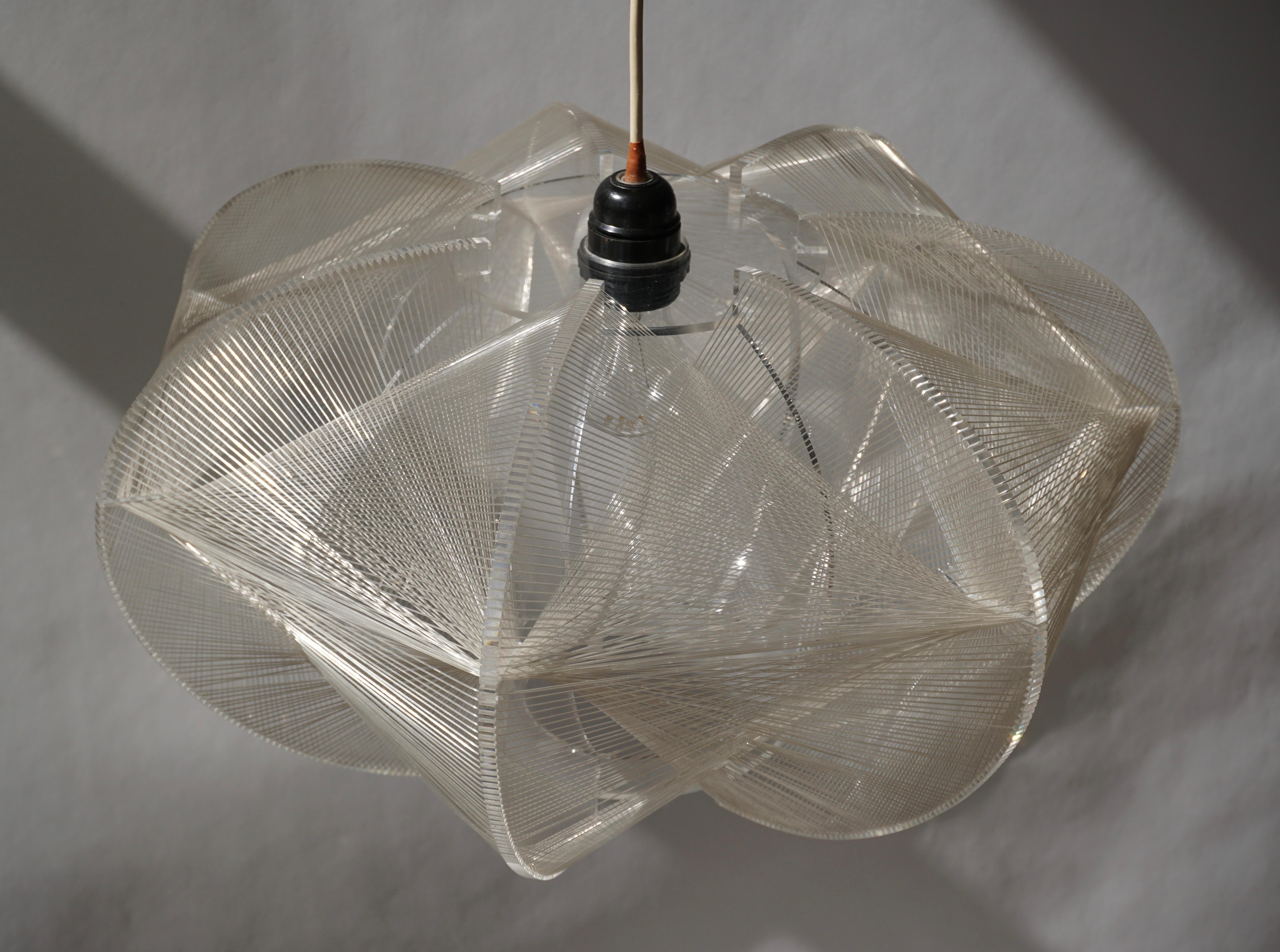 Paul Secon for Sompex-Clear Wire Pendant Lamp, 1970s 1