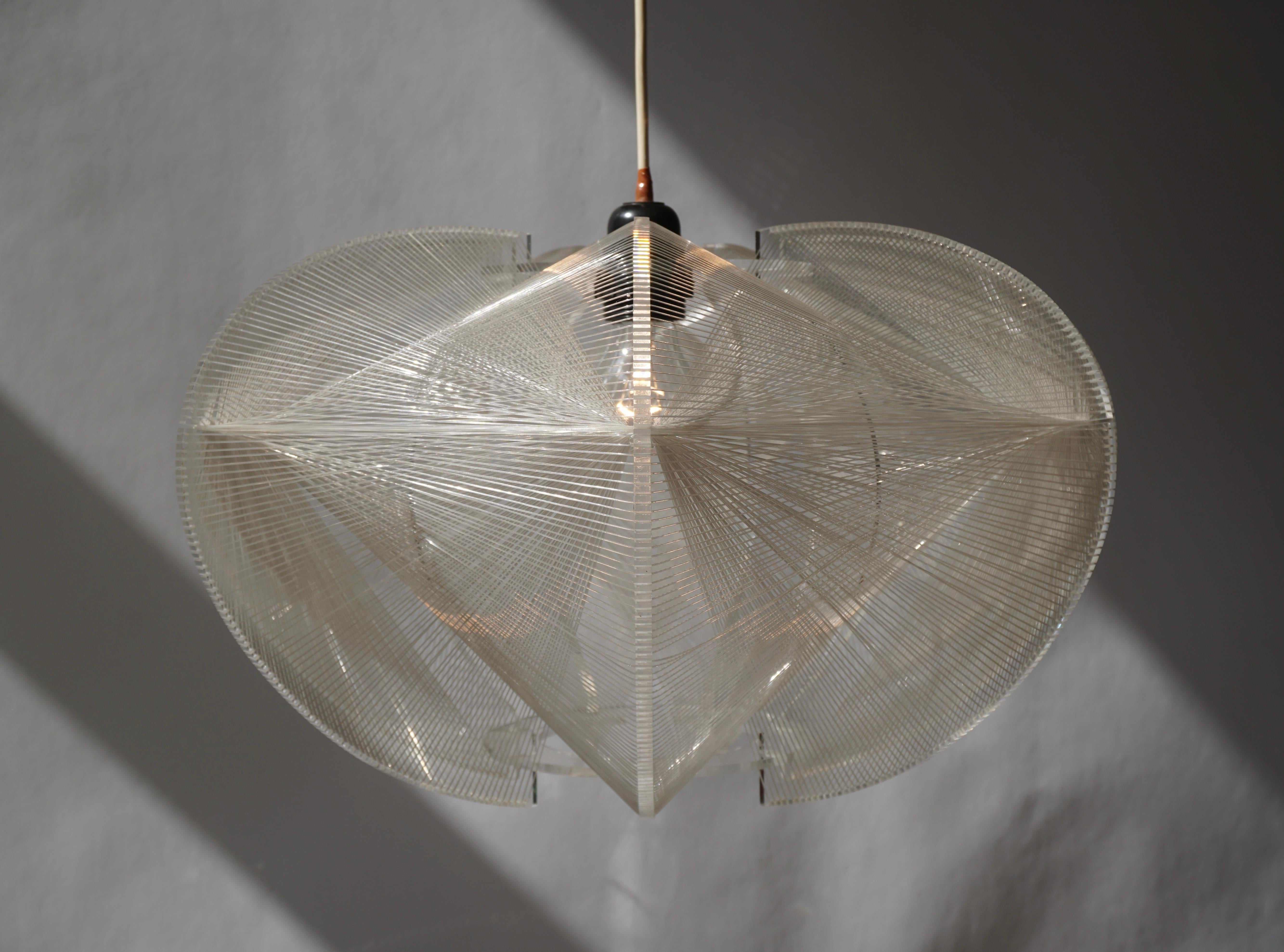 Paul Secon for Sompex-Clear Wire Pendant Lamp, 1970s 2