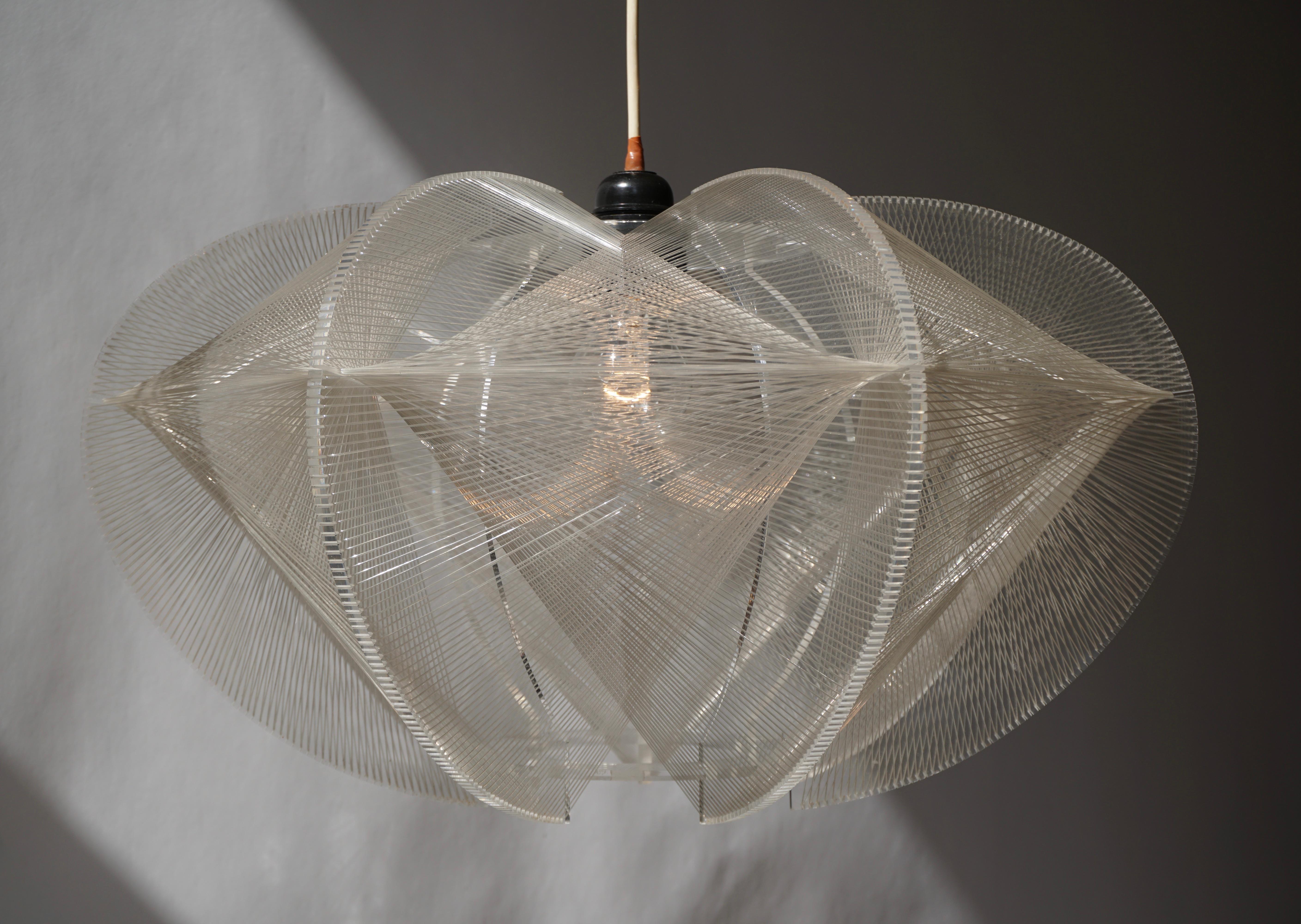 Paul Secon for Sompex-Clear Wire Pendant Lamp, 1970s 3