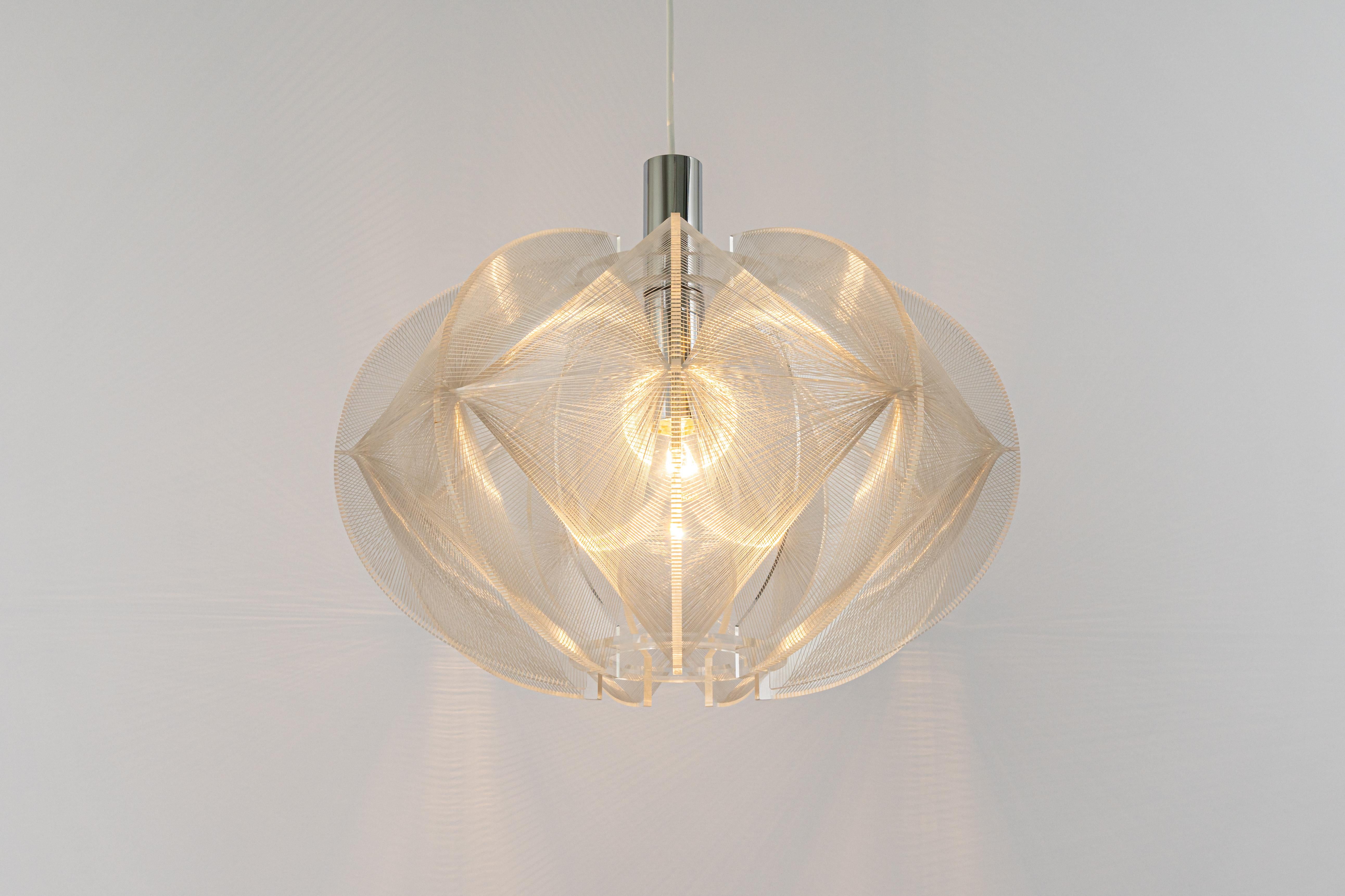 Paul Secon for Sompex-Clear Wire Pendant Lamp, Germany, 1970s For Sale 4