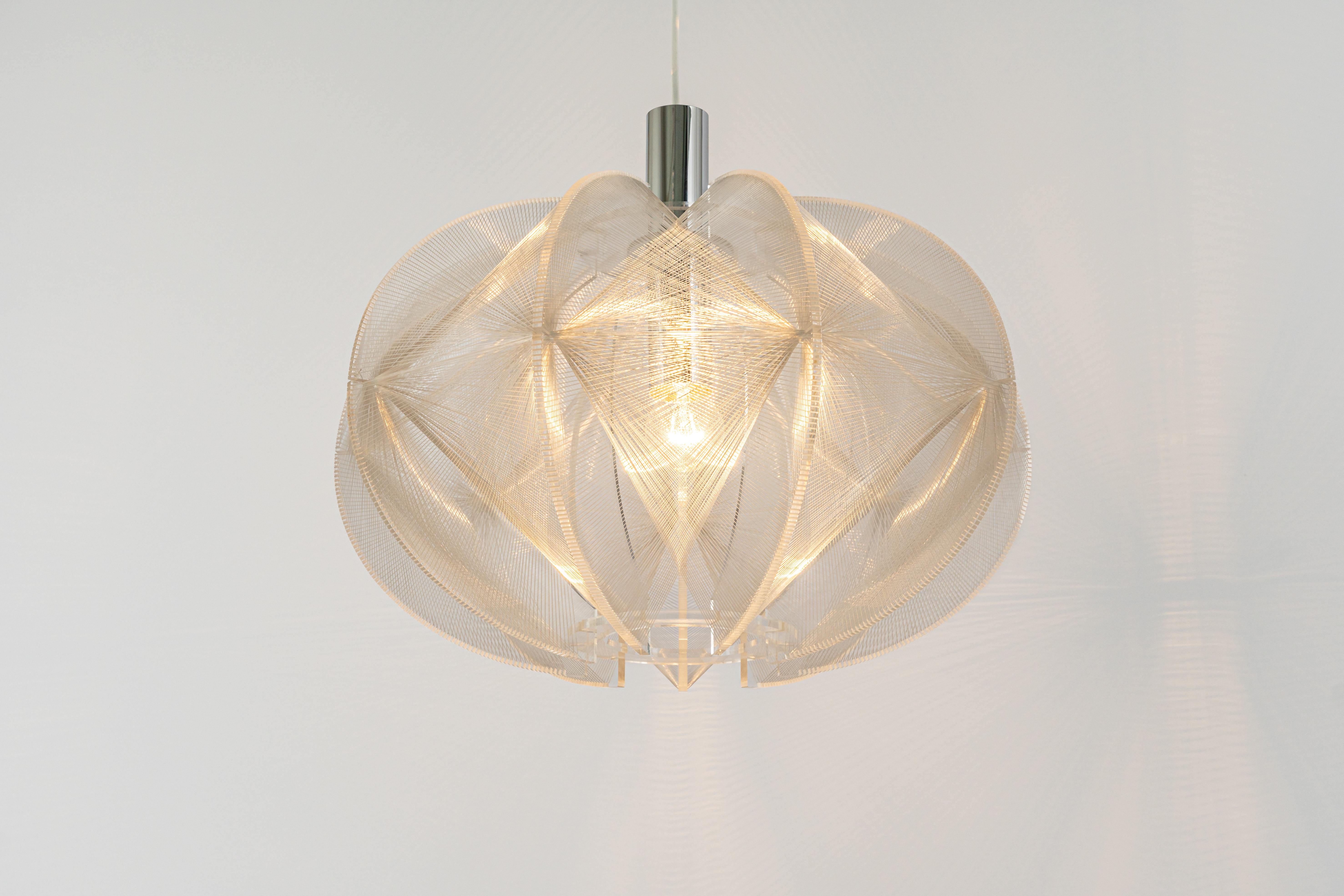 Paul Secon for Sompex-Clear Wire Pendant Lamp, Germany, 1970s For Sale 5