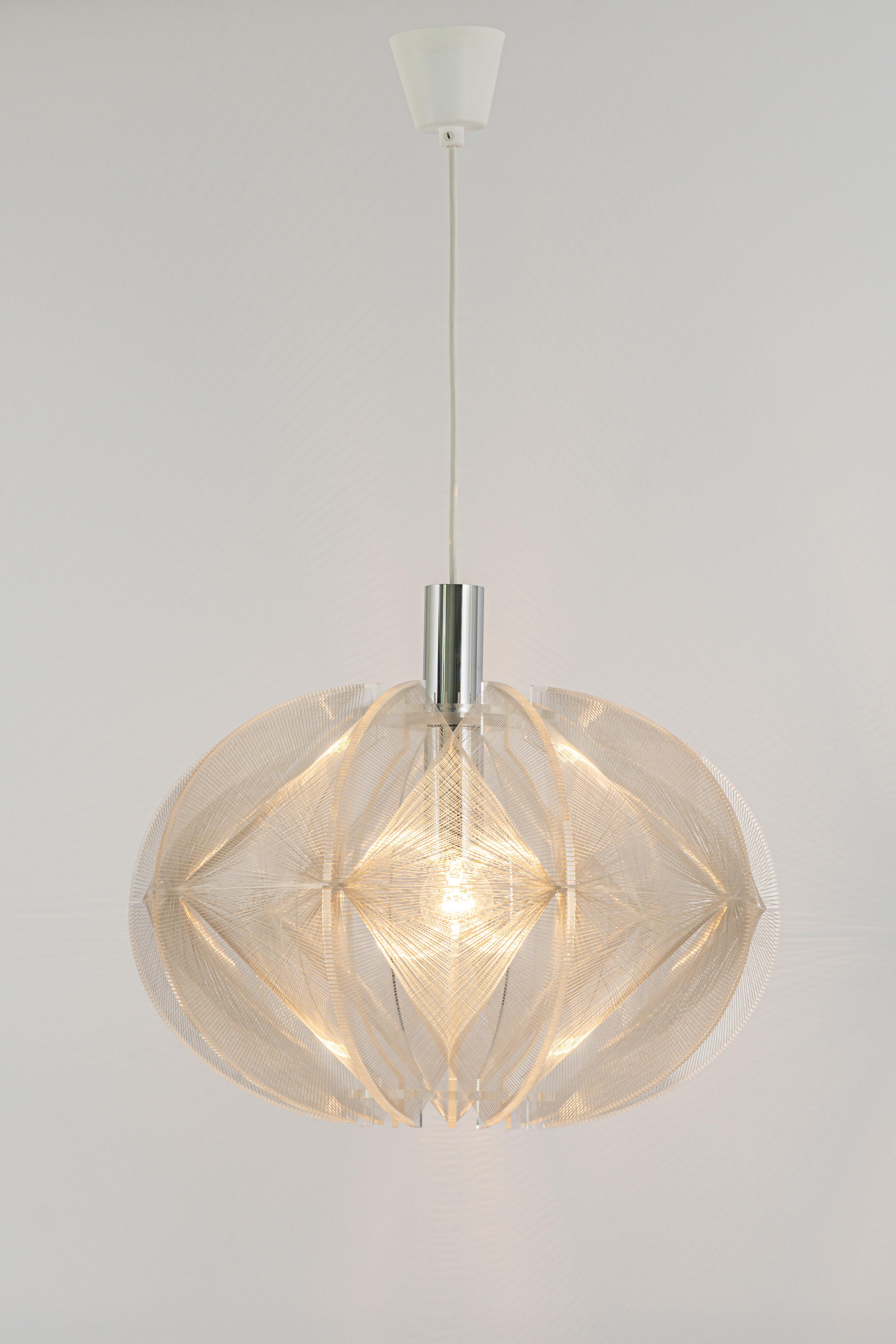 Paul Secon for Sompex-Clear Wire Pendant Lamp, Germany, 1970s For Sale 6