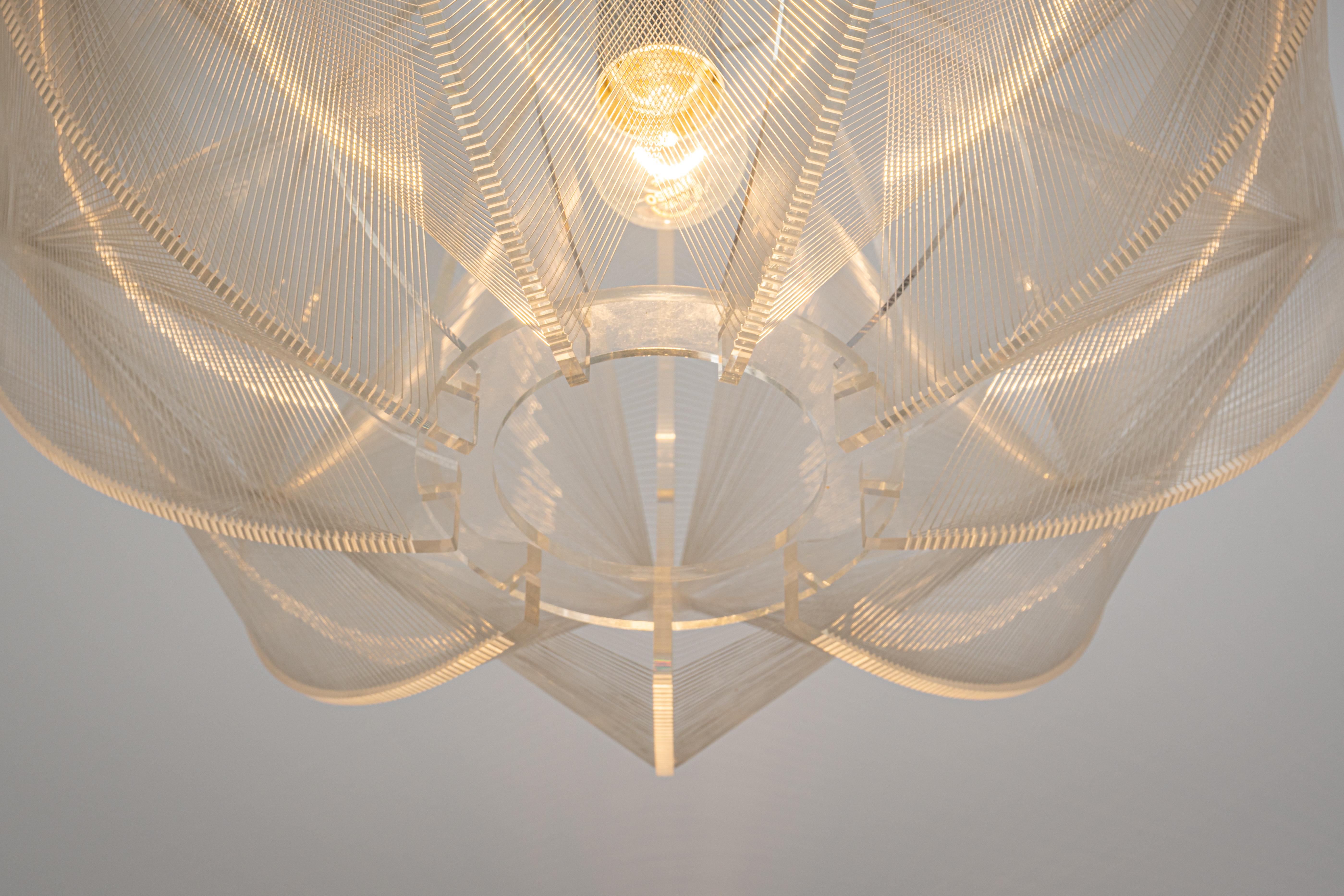 Paul Secon for Sompex-Clear Wire Pendant Lamp, Germany, 1970s For Sale 7