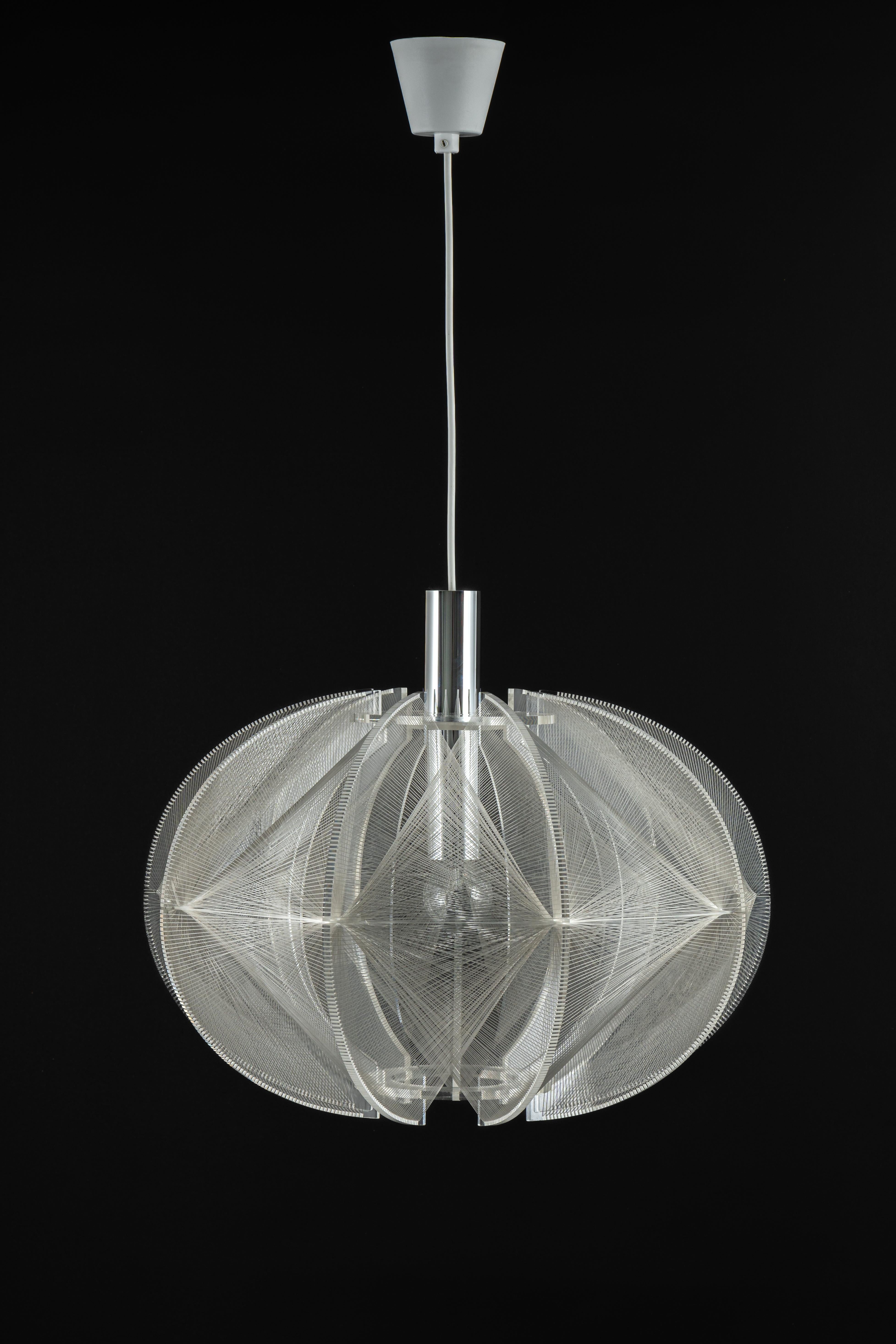 Mid-Century Modern Lampe suspendue Paul Secon pour Sompex-Clear Wire, Allemagne, 1970 en vente