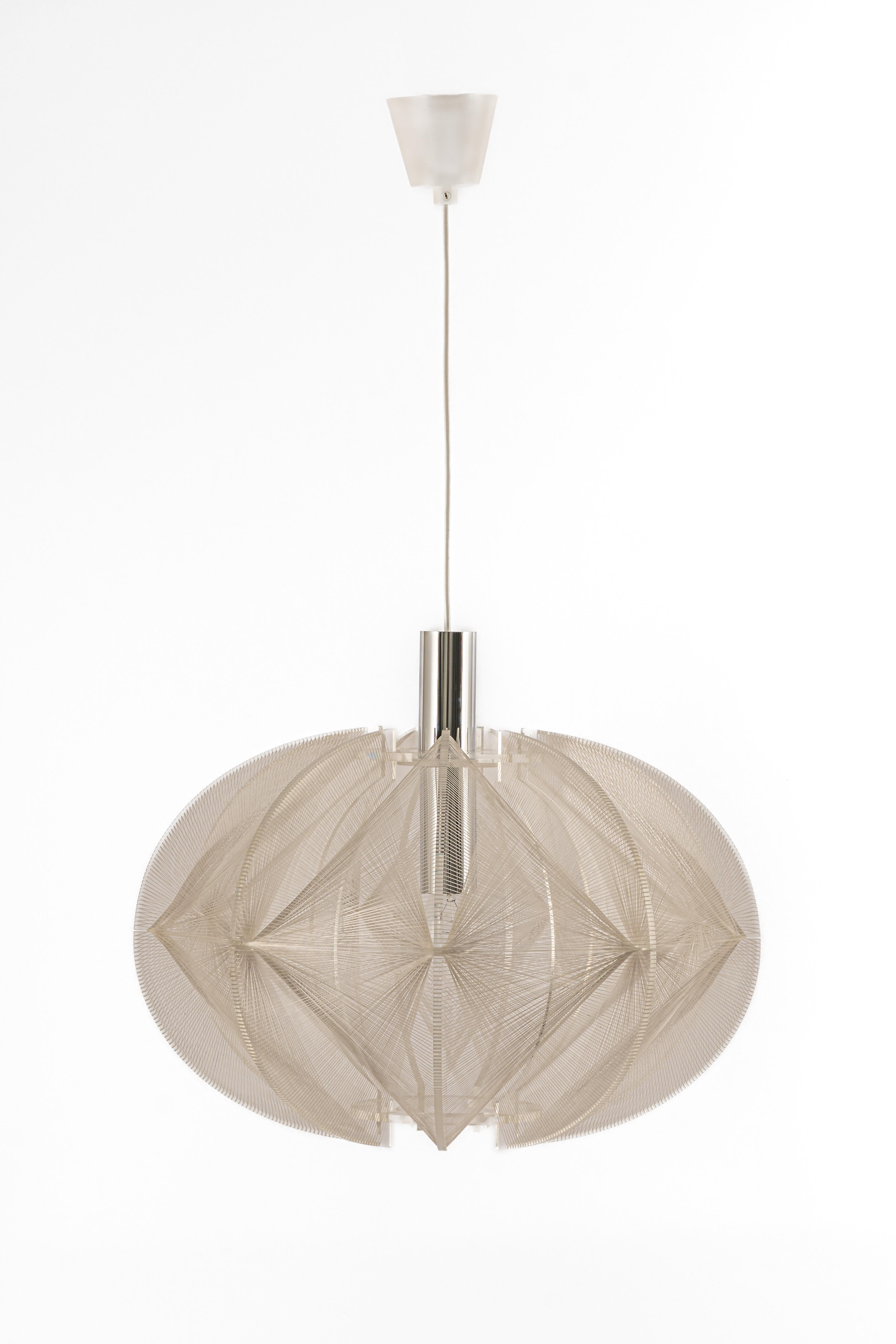 Late 20th Century Paul Secon for Sompex-Clear Wire Pendant Lamp, Germany, 1970s For Sale