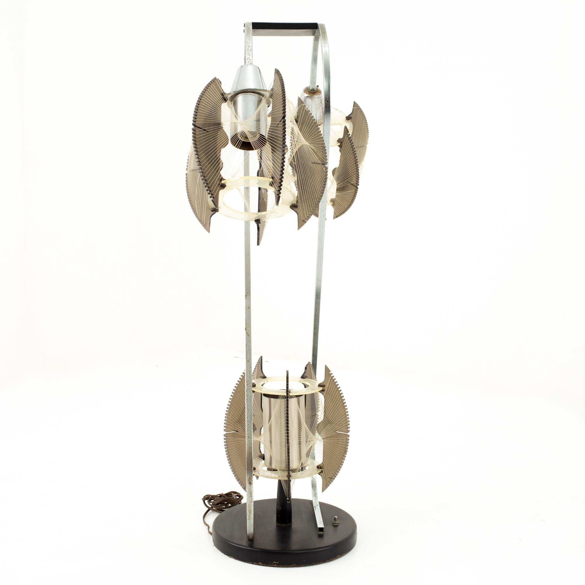 Mid-Century Modern Paul Secon for Sompex Mid Century String and Chrome Lamp (lampe à cordes et chrome) en vente