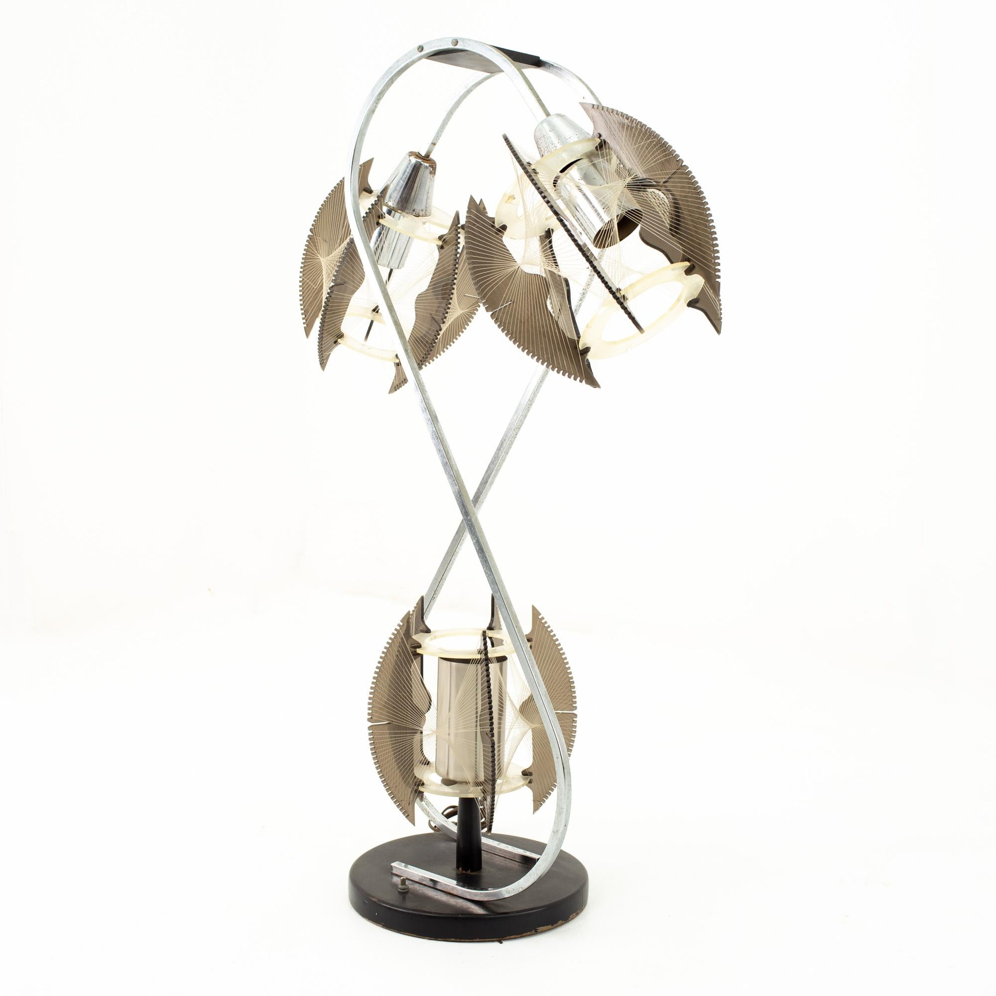 Allemand Paul Secon for Sompex Mid Century String and Chrome Lamp (lampe à cordes et chrome) en vente