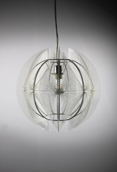 Paul Secon Pendant Lamp Sompex Mid-century Nylon Plexiglass 1970s Germany