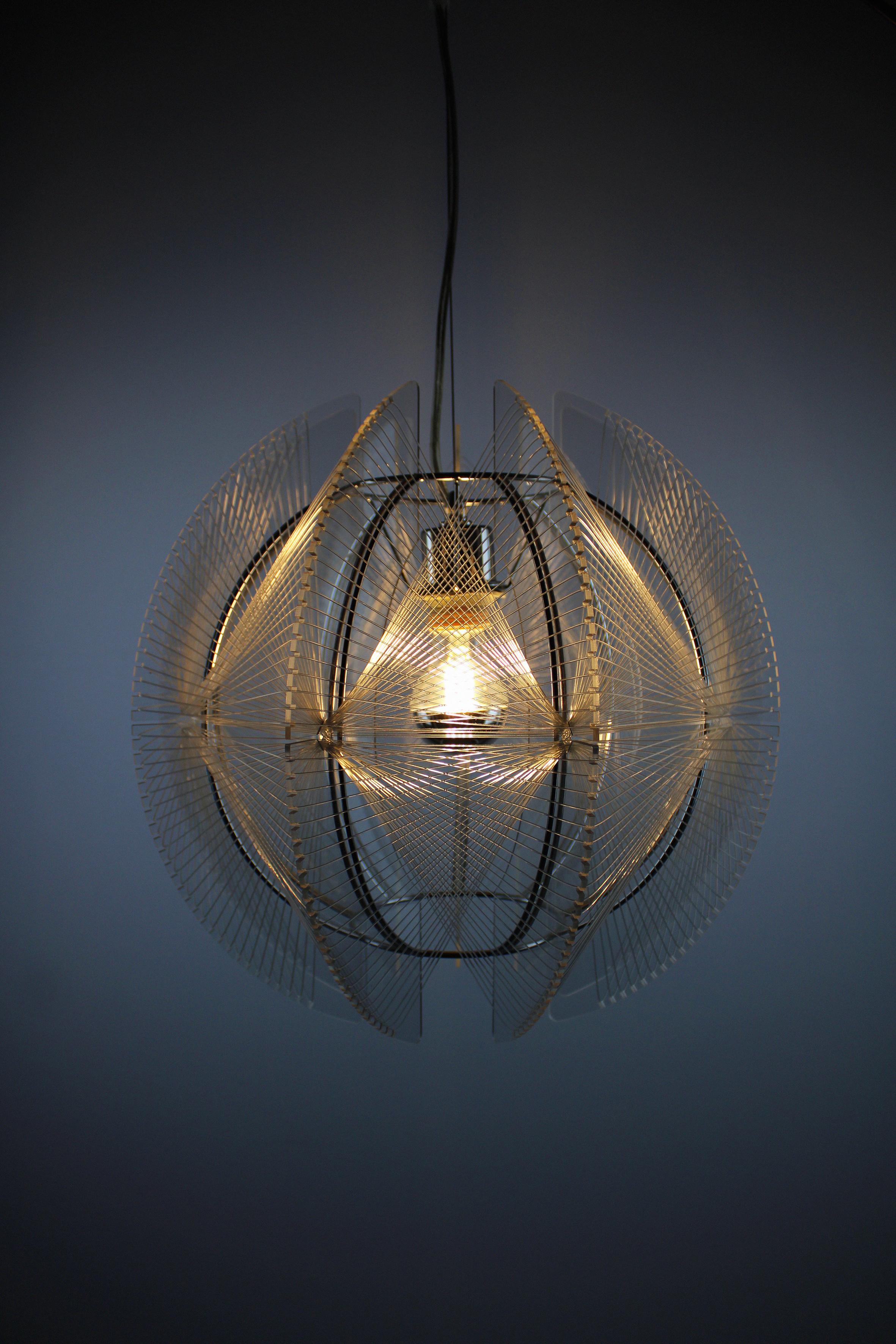 Mid-Century Modern Paul Secon Lampe à suspension Sompex Nylon plexiglas du milieu du siècle 1970 Allemagne en vente