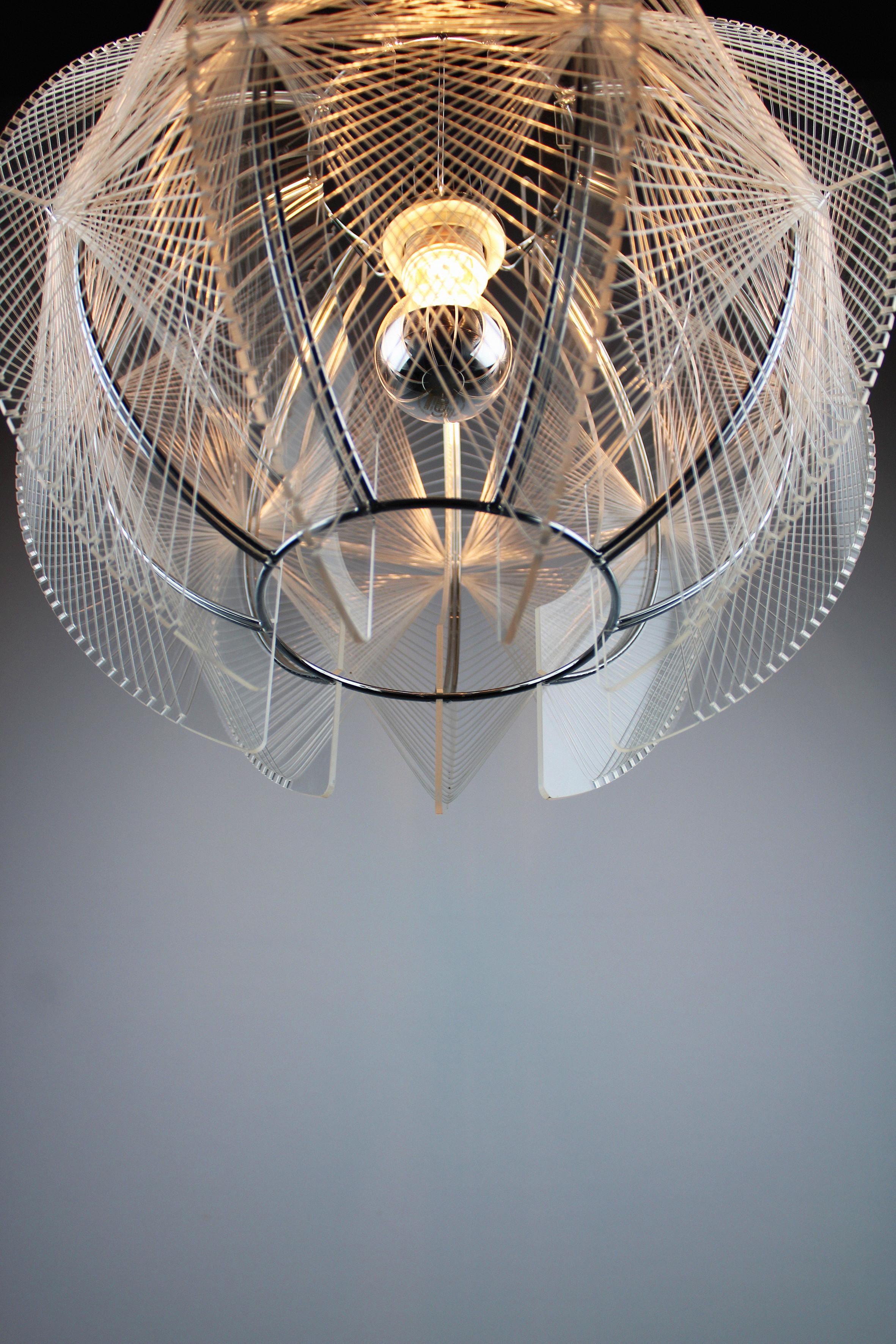 Mid-Century Modern Paul Secon Pendant Lamp Sompex Mid-century Nylon Plexiglass 1970s Germany For Sale