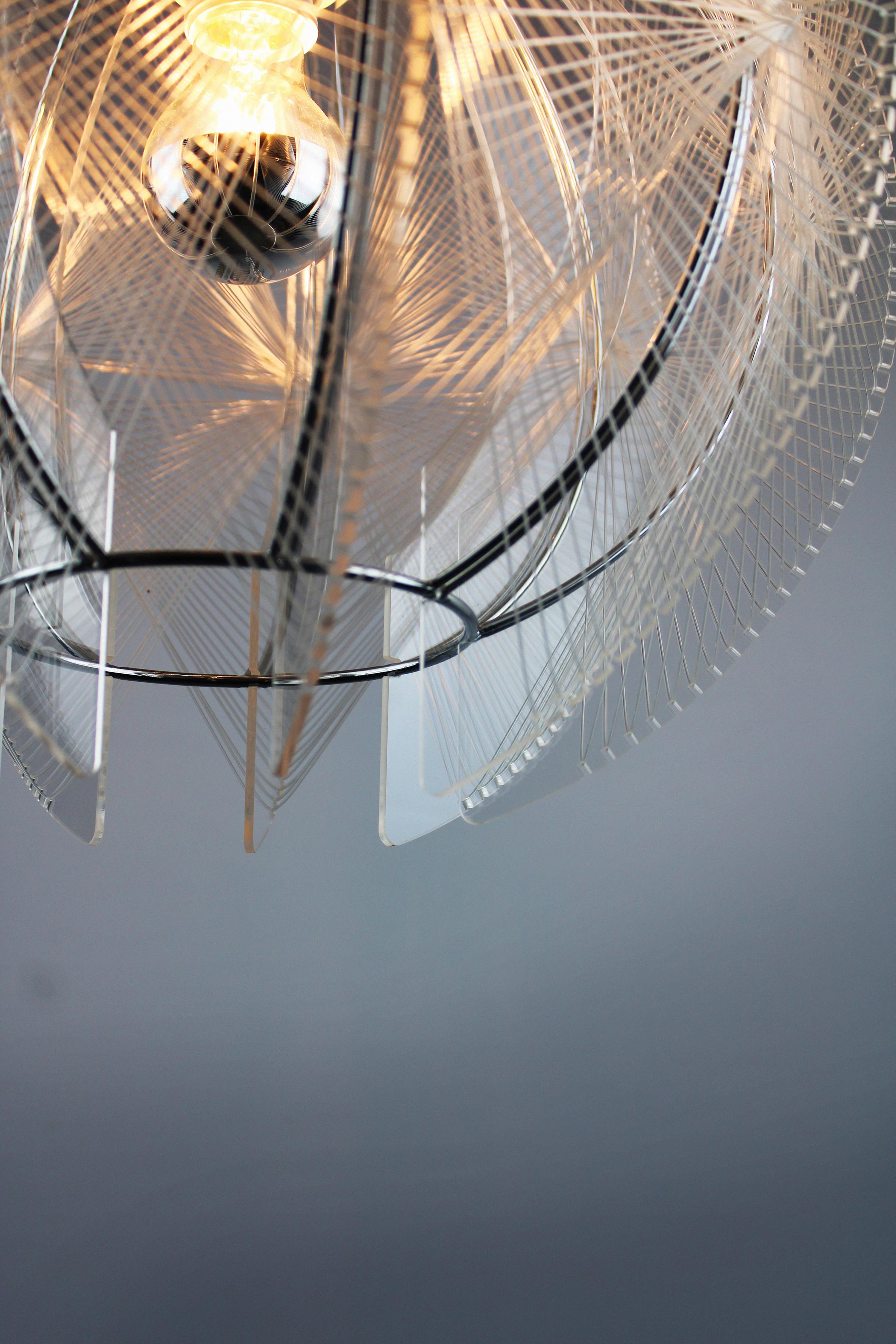 Woven Paul Secon Pendant Lamp Sompex Mid-century Nylon Plexiglass 1970s Germany For Sale
