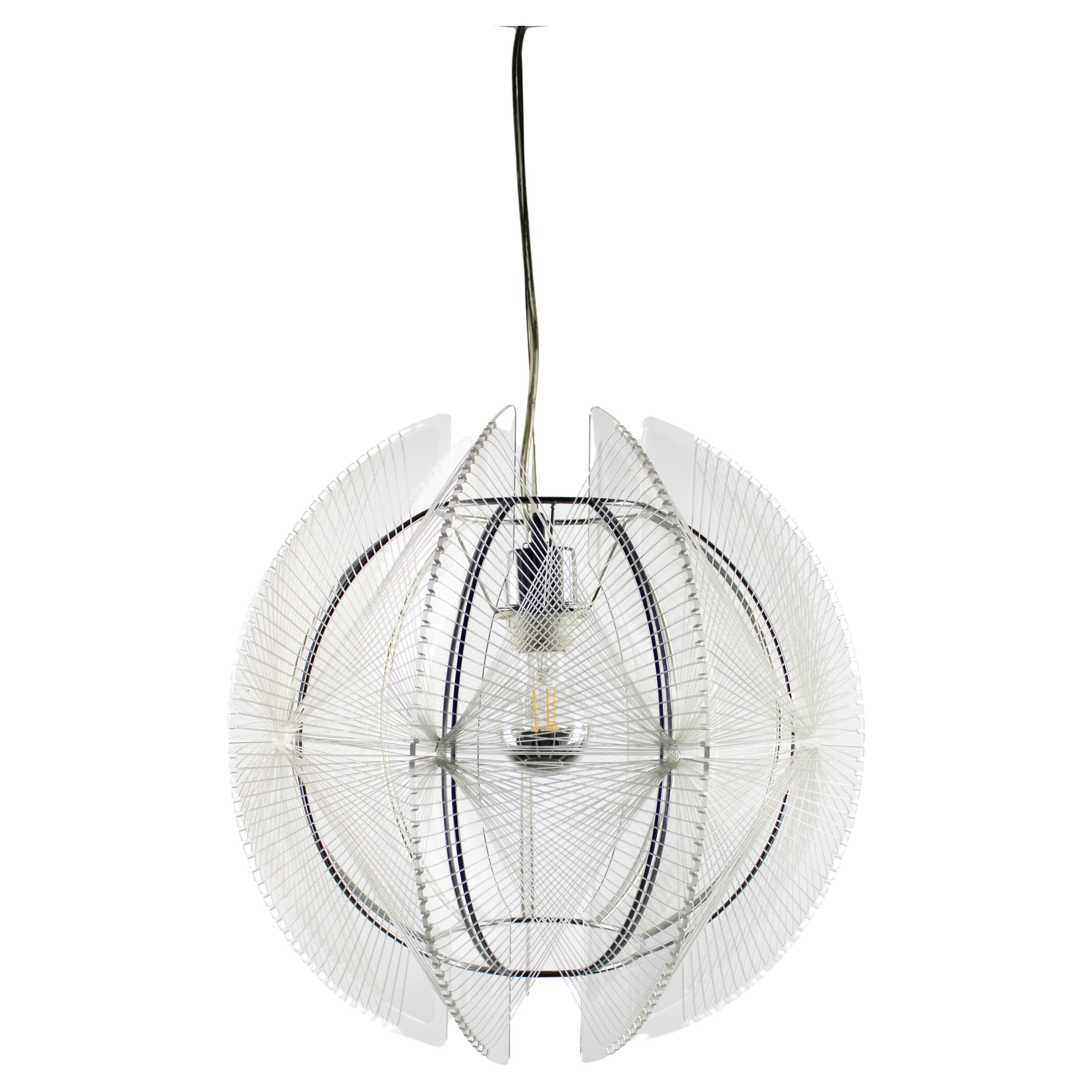 Paul Secon Pendant Lamp Sompex Mid-century Nylon Plexiglass 1970s Germany For Sale