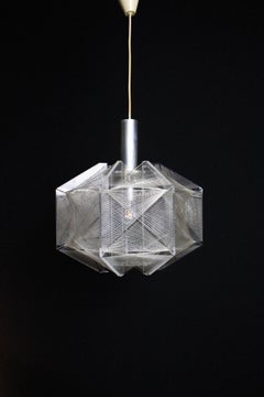 Paul Secon Lampe à suspension Sompex 1970 Midcentury Nylon Plexiglass Allemagne