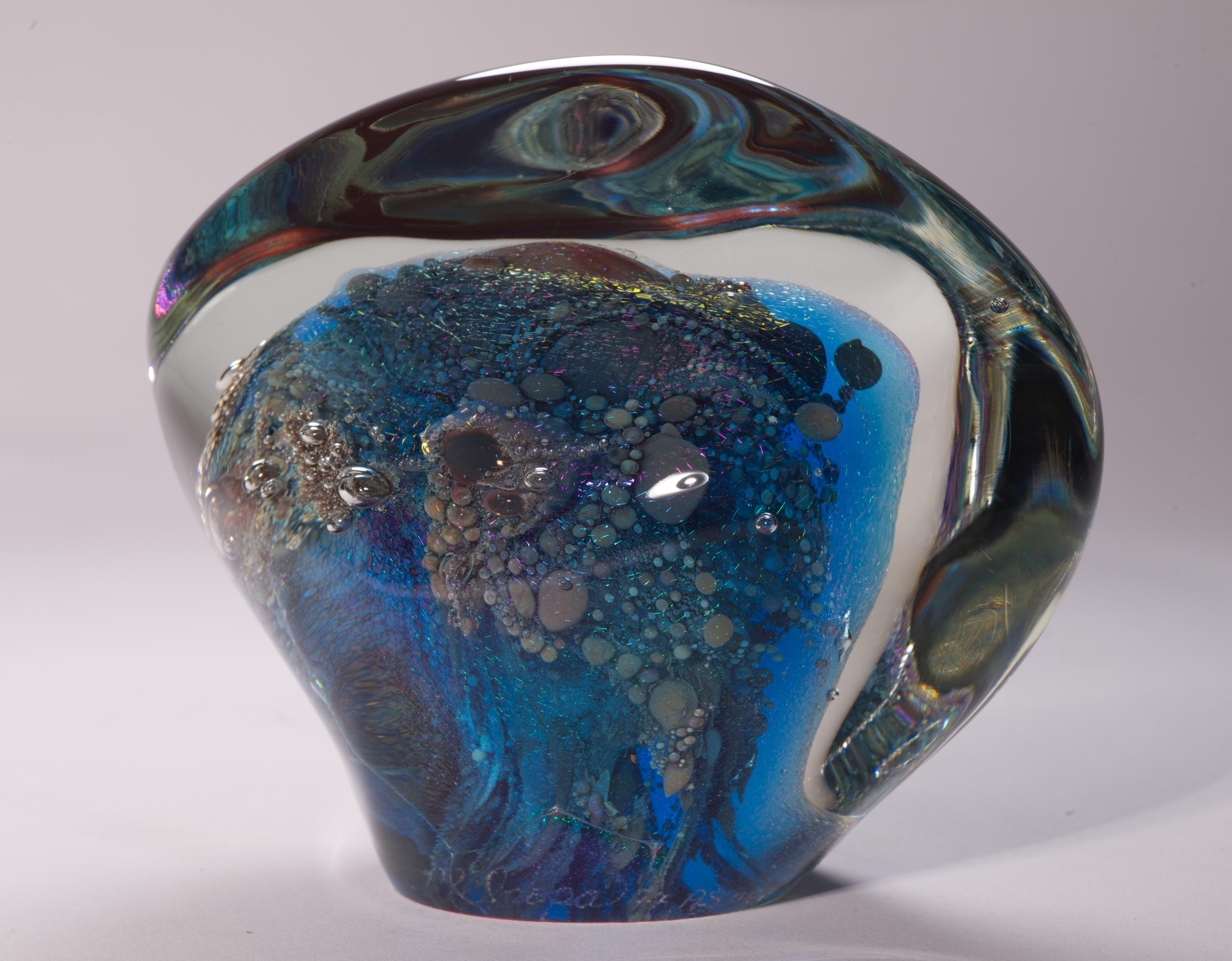 Postmoderne Paul Seide pour Milropa Studio Sculpture ou presse-papier Art Studio Glass 1977 en vente