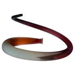 Paul Seide Handblown Frosted Art Glass Spiral Sculpture, 1986