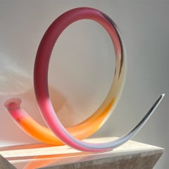 Paul Seide Handblown Frosted Art Glass Spiral Sculpture, 1986