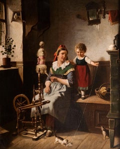 "Interior Scene with a Mother and Child" after Paul Seignac