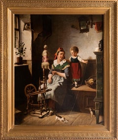 "Interior Scene with a Mother and Child" after Paul Seignac
