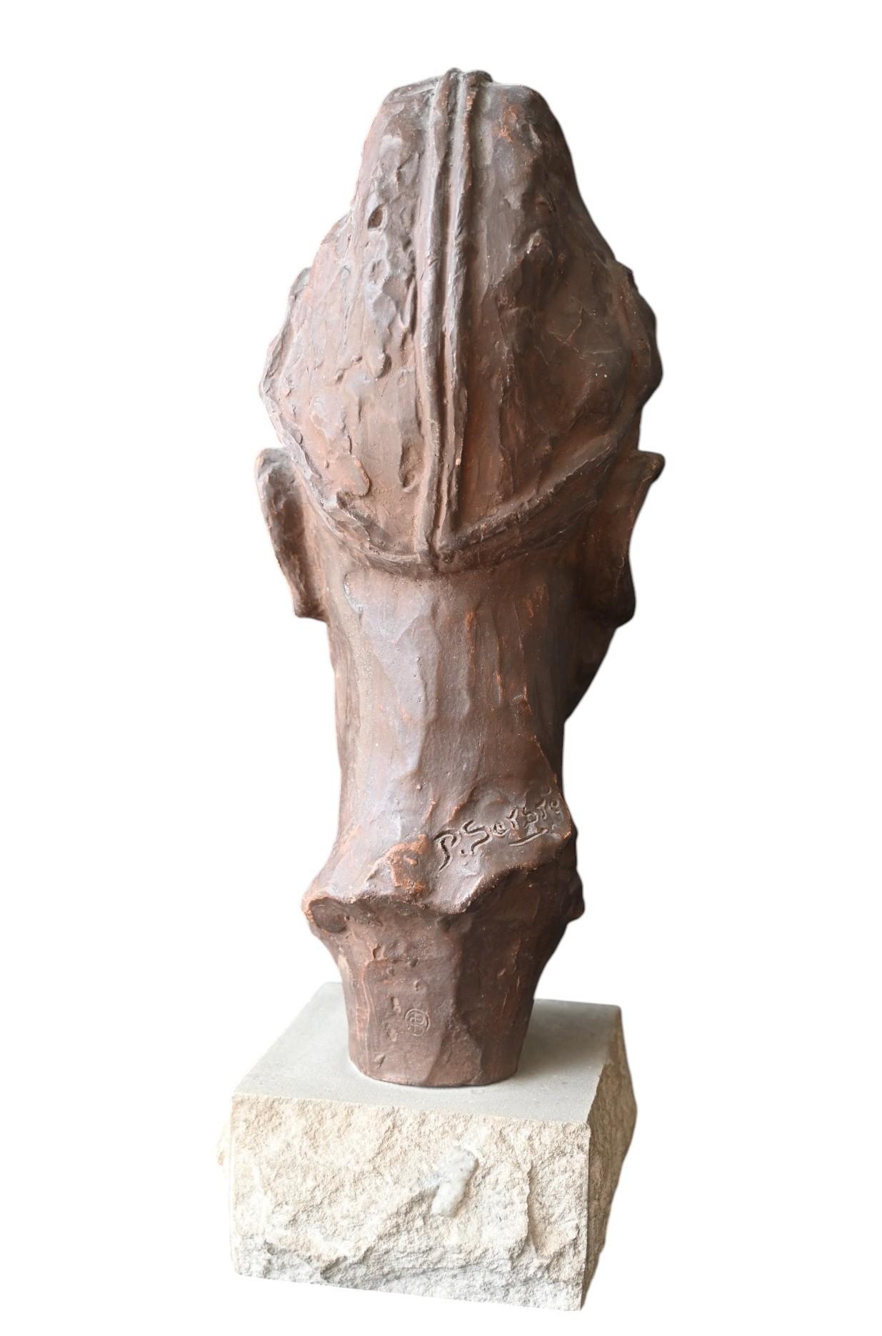 XX secolo Paul Sersté (1910-2000) Busto in terracotta belga di una donna tribale africana in vendita