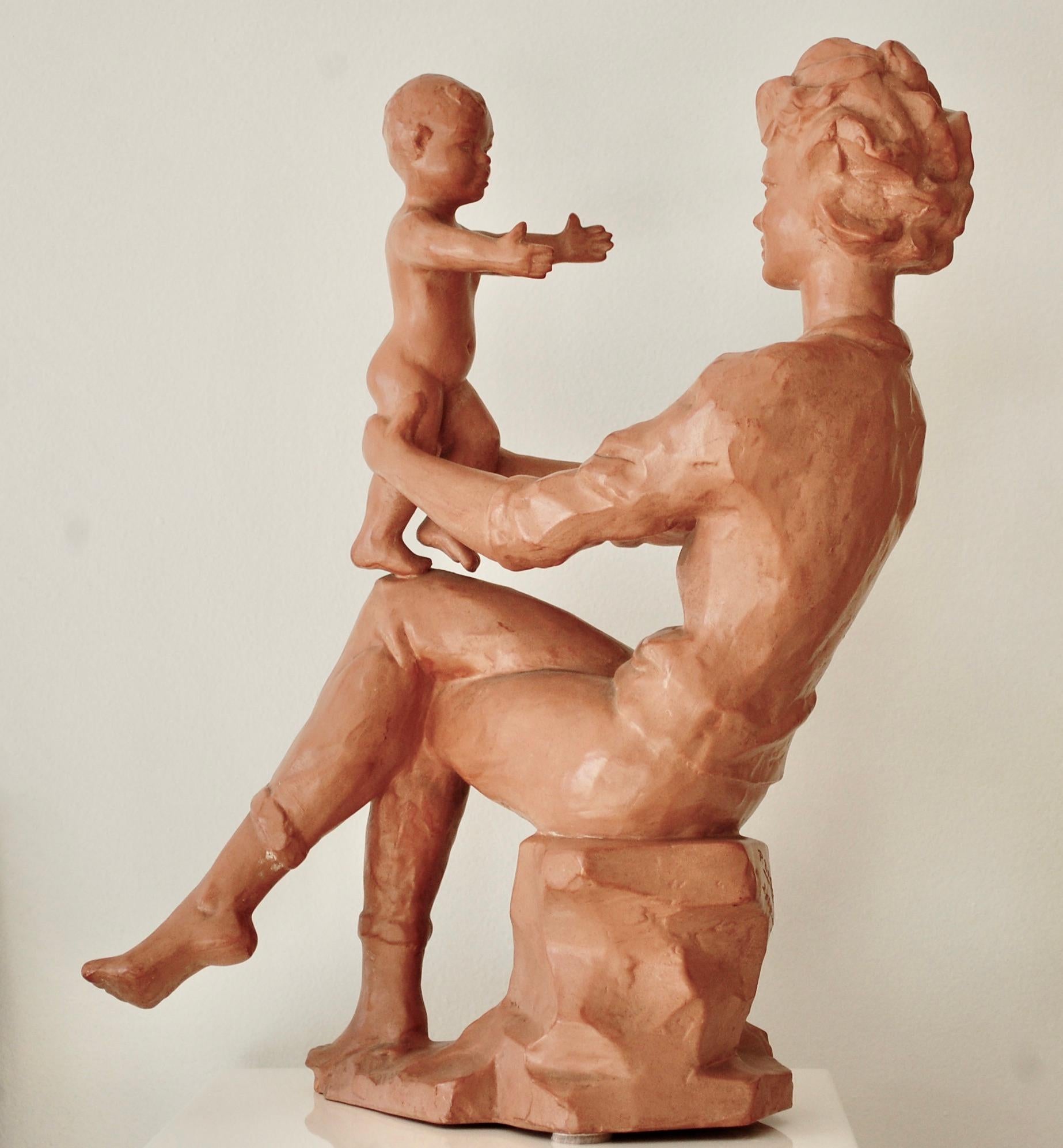 Terracotta Sculpture  - Gray Figurative Sculpture by Paul Serste