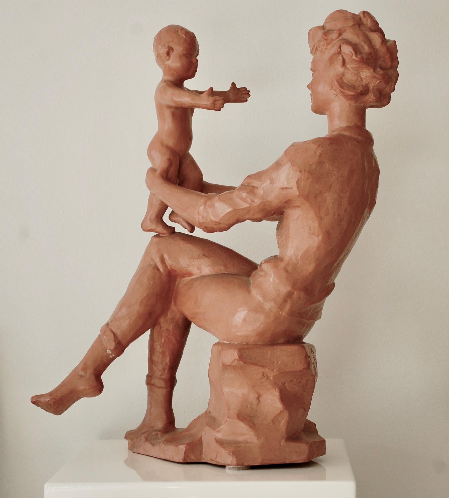 Terracotta Sculpture 
By noted Belgian sculptor P. Serste, signed.
Born in Anderlecht Belgium 1910 and died in Sint Jans Molenbeek 2000. He was a sculptor, painter and water colourist. He was mostly an autodidact. He was particularly renowned for