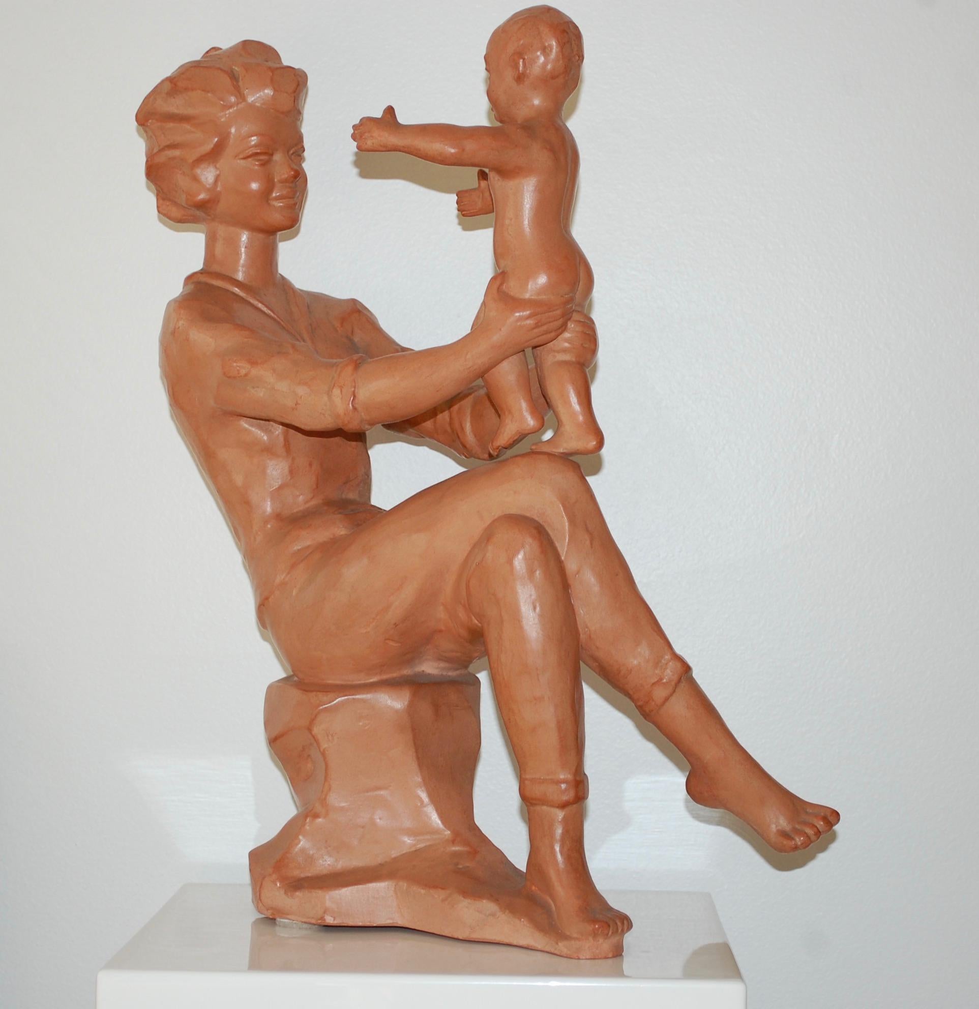Paul Serste Figurative Sculpture - Terracotta Sculpture 
