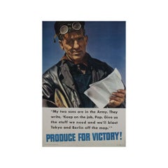 1942 Produce for Victory! Original WWII Poster by Paul Shafer