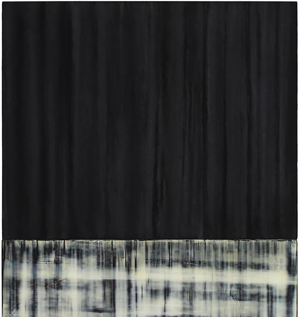 Paul Shakespear’s minimalist works constantly explore the material properties of paint. This painting is beautifully surfaced.
The artist strives to achieve translucence, depth or even a stony surface. The work has no narrative. It has some mark