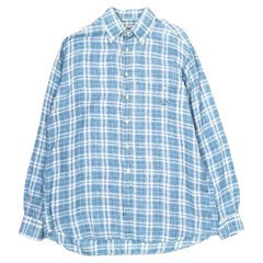 Camisa de lino a cuadros azul para hombre de Paul & Shark Yachting, talla XL, corte holgado