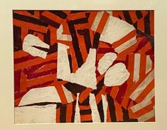 Modern Abstract Red, Orange and White Collage by Paul Showalter