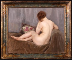 Fille nue sur un canape - Impressionist Oil, Nude in Interior by Paul Sieffert