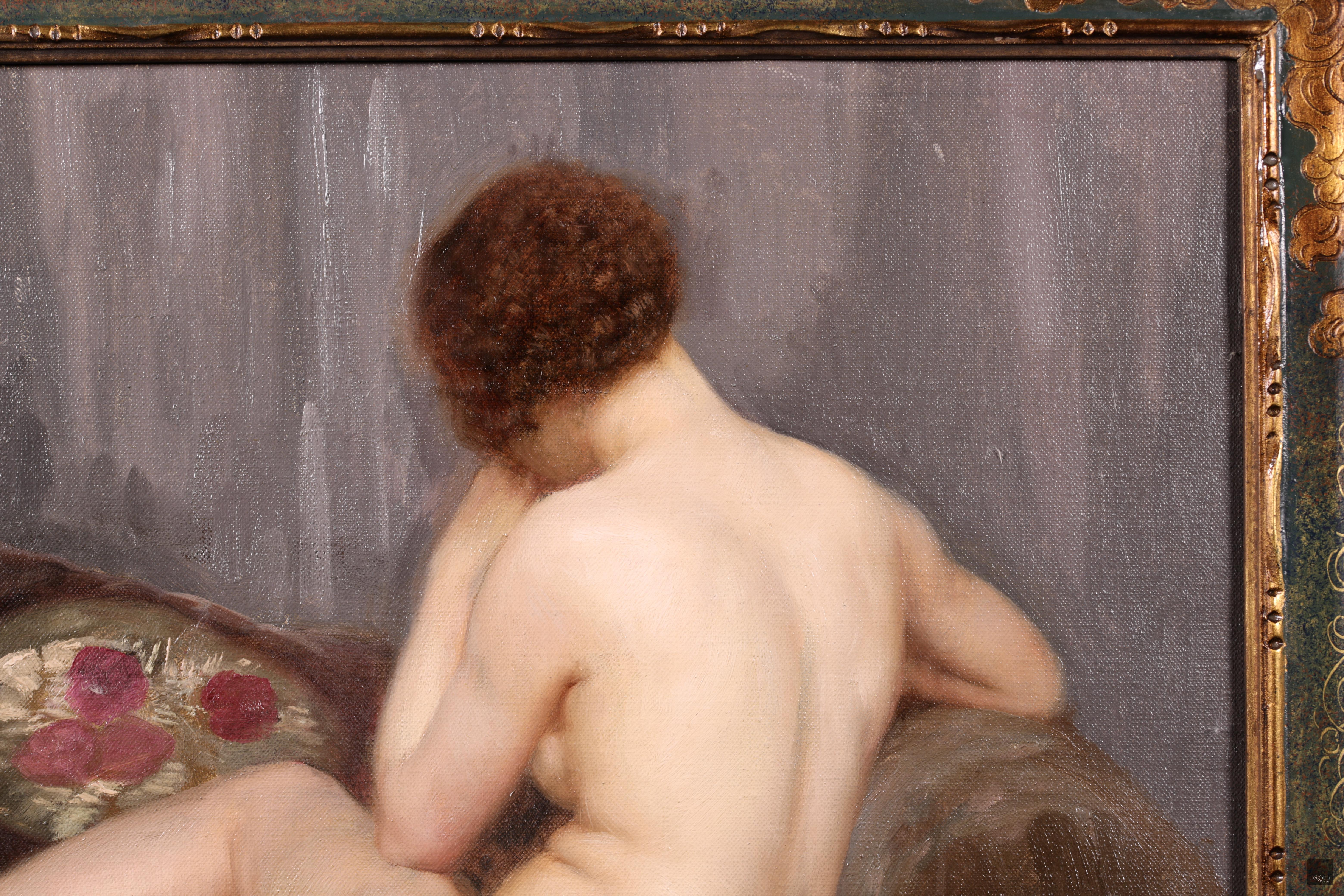 Fille nue sur un canape - Impressionist Oil, Nude in Interior by Paul Sieffert 1