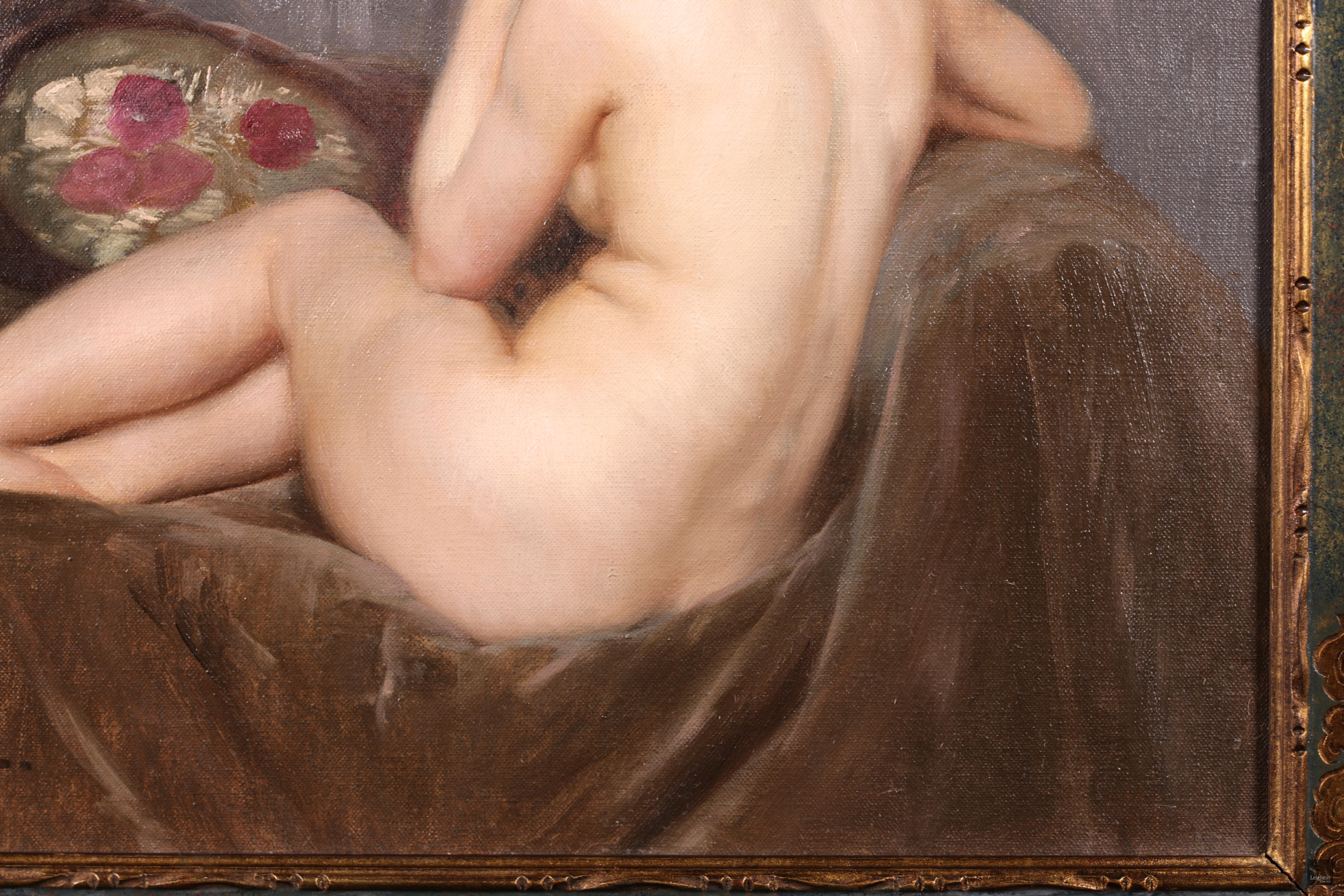 Fille nue sur un canape - Impressionist Oil, Nude in Interior by Paul Sieffert 5