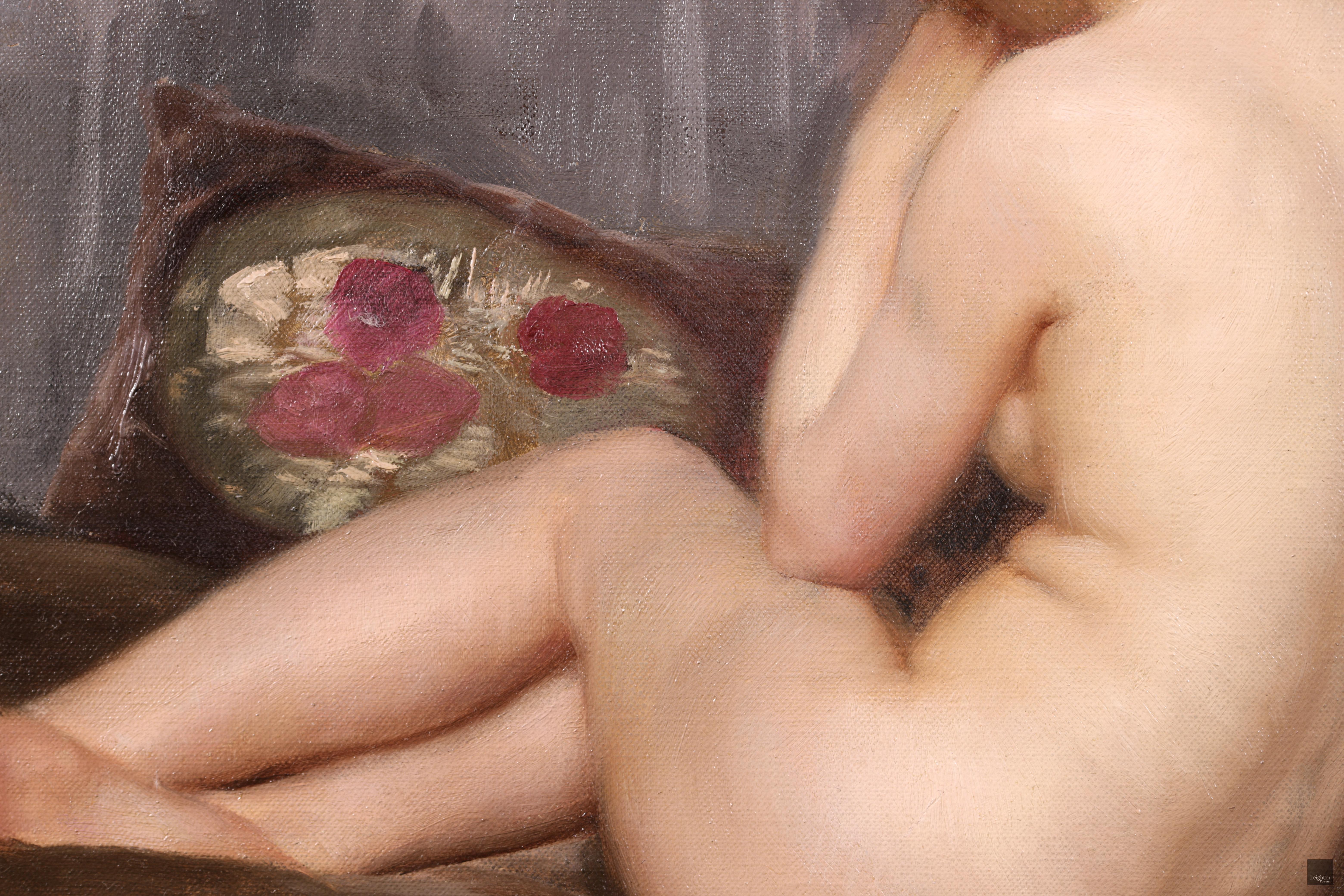 Fille nue sur un canape - Impressionist Oil, Nude in Interior by Paul Sieffert 6
